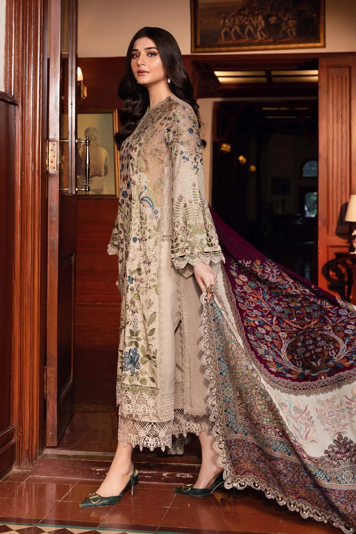 Maria B. Embroidered Suit | DL-1211 | Stitched by Rang | Inspired