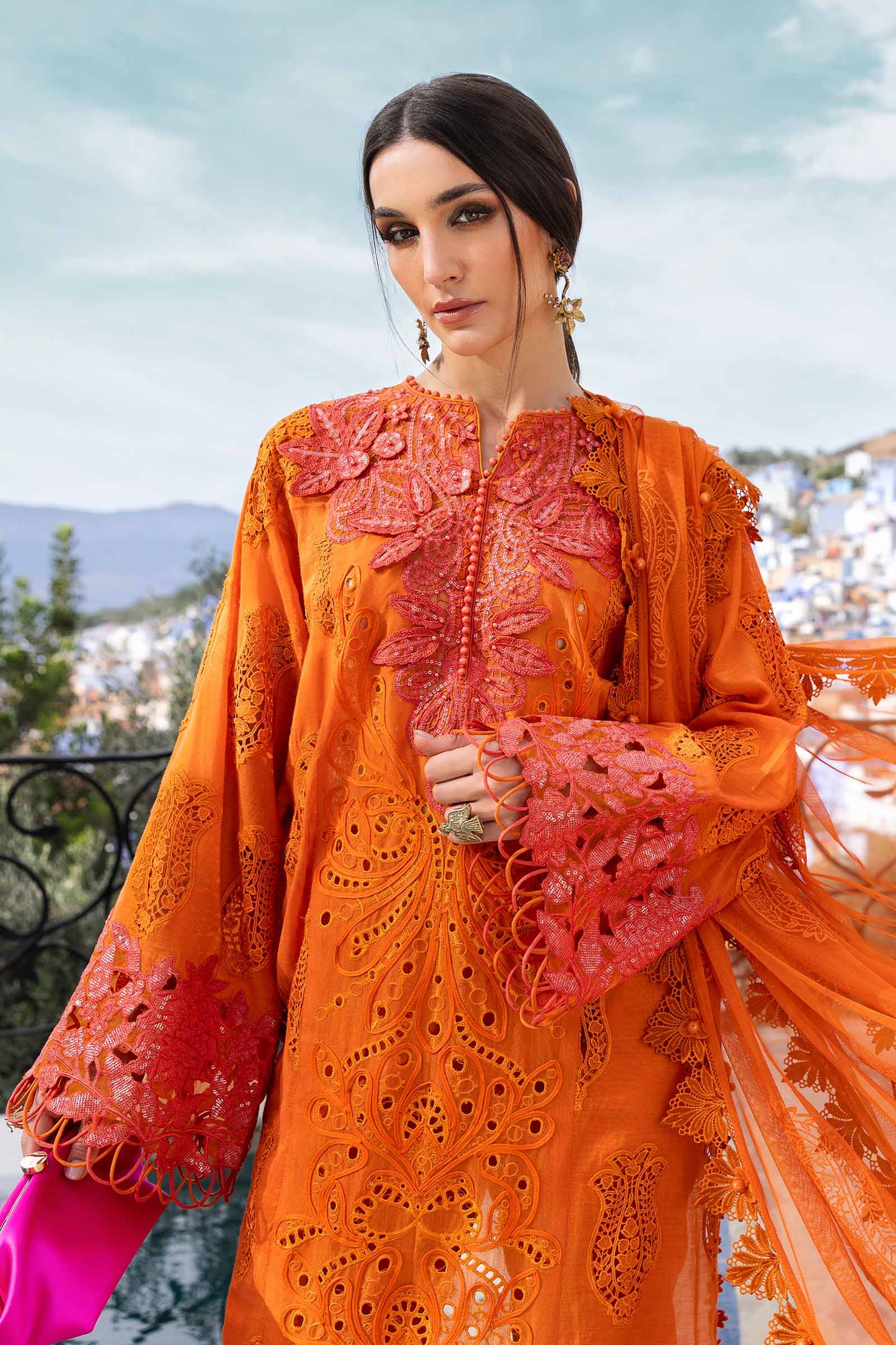 Inspired Stitched Maria B Embroidered Dobby Lawn Suit | D-2505-B | Stitched by Rang