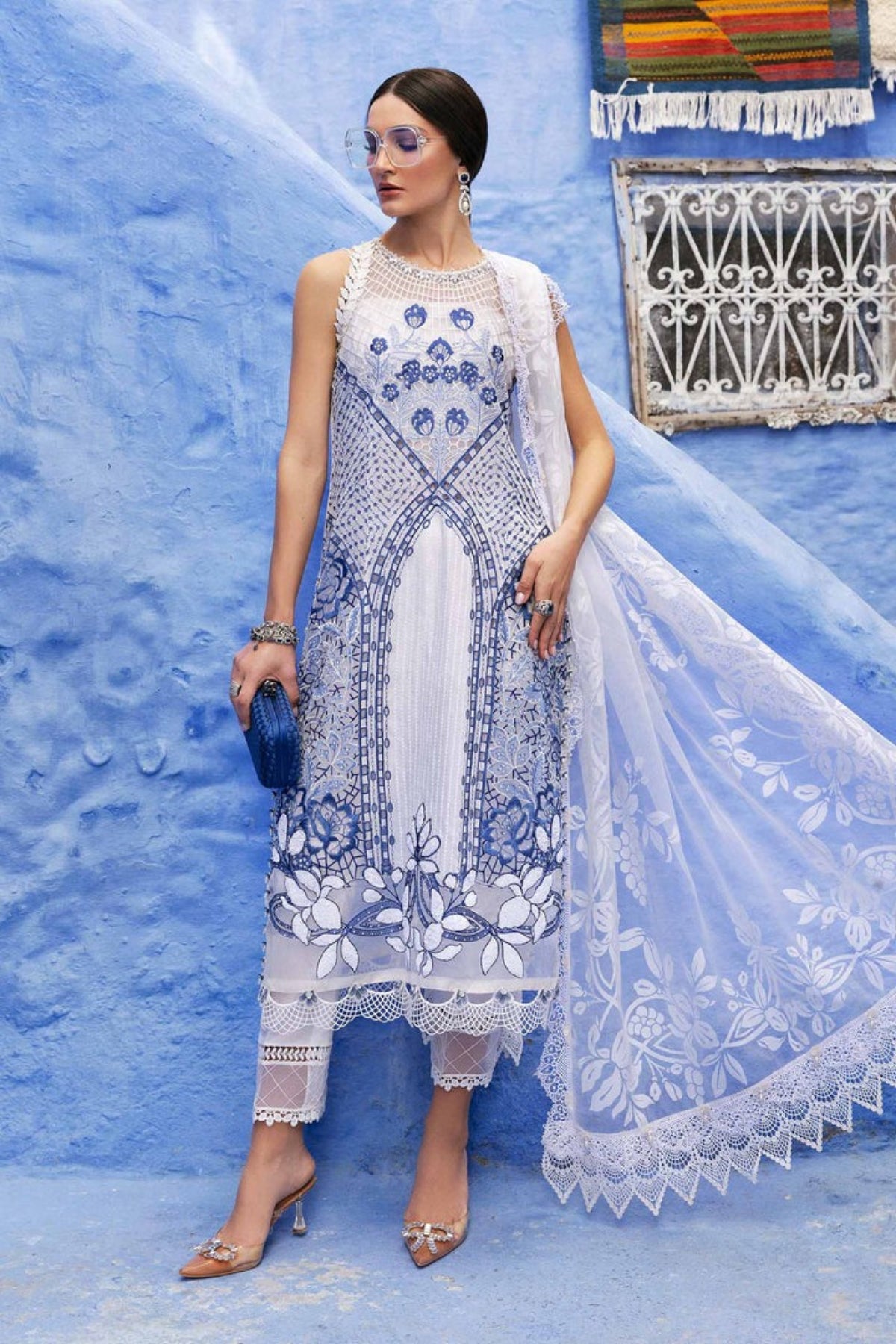 Inspired Stitched Maria B Embroidered Dobby Lawn Suit | D-2510-A | Stitched by Rang