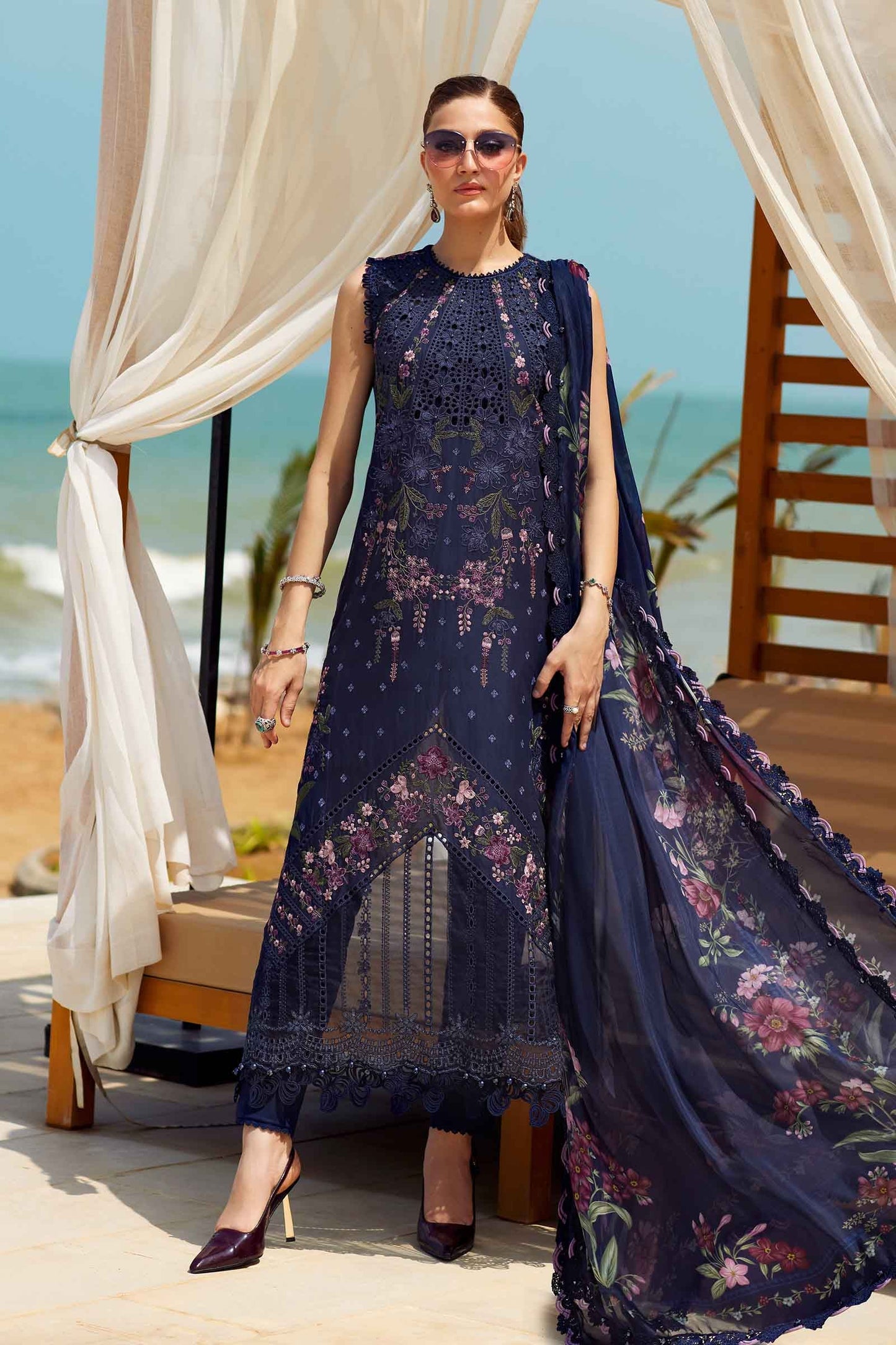 Maria B Stitched Embroidered LAWN-25-10 | Inspired | Stitched by Rang
