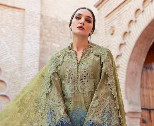 Inspired Stitched Maria B Embroidered Dobby Lawn Suit | D-2501-A | Stitched by Rang
