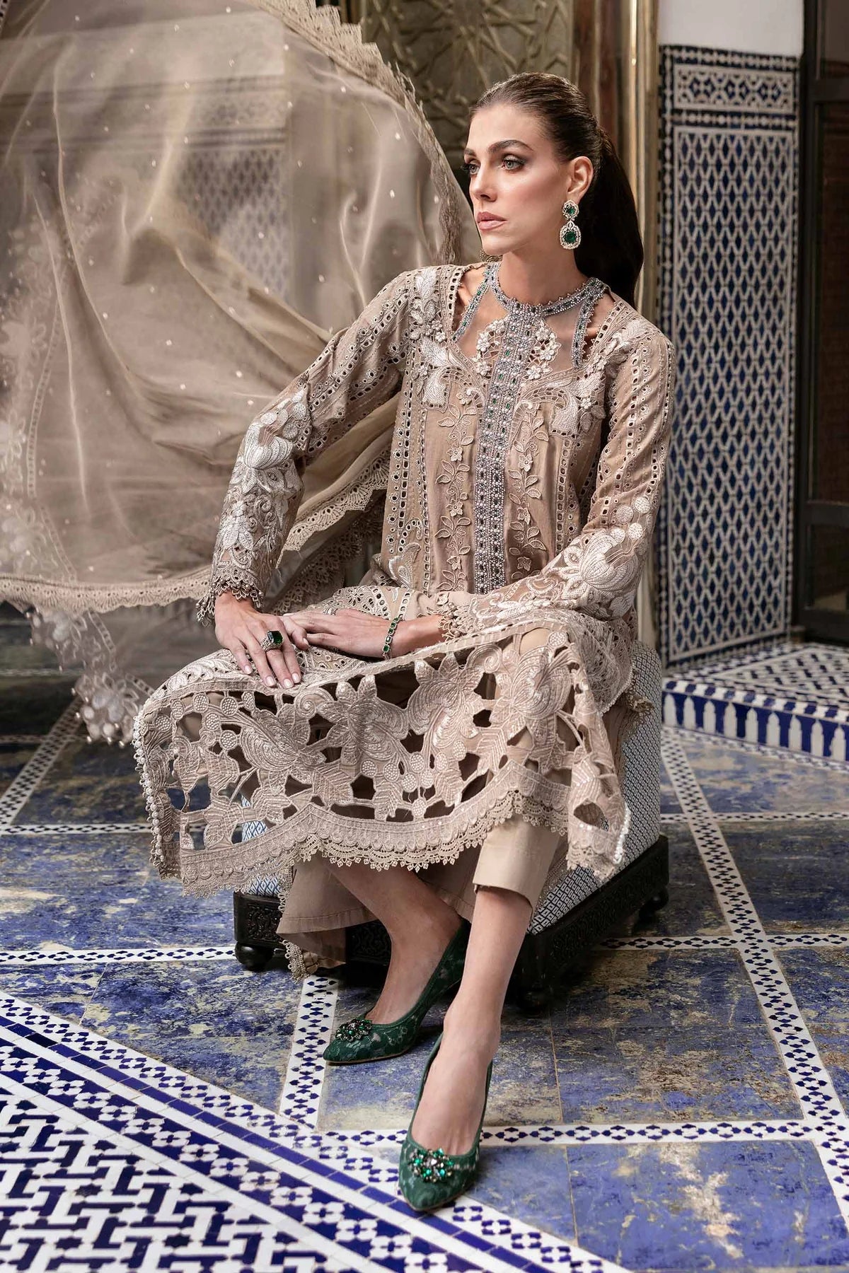 Stitched Maria B Inspired Embroidered Lawn Suit | D-2502-A | Stitched by Rang