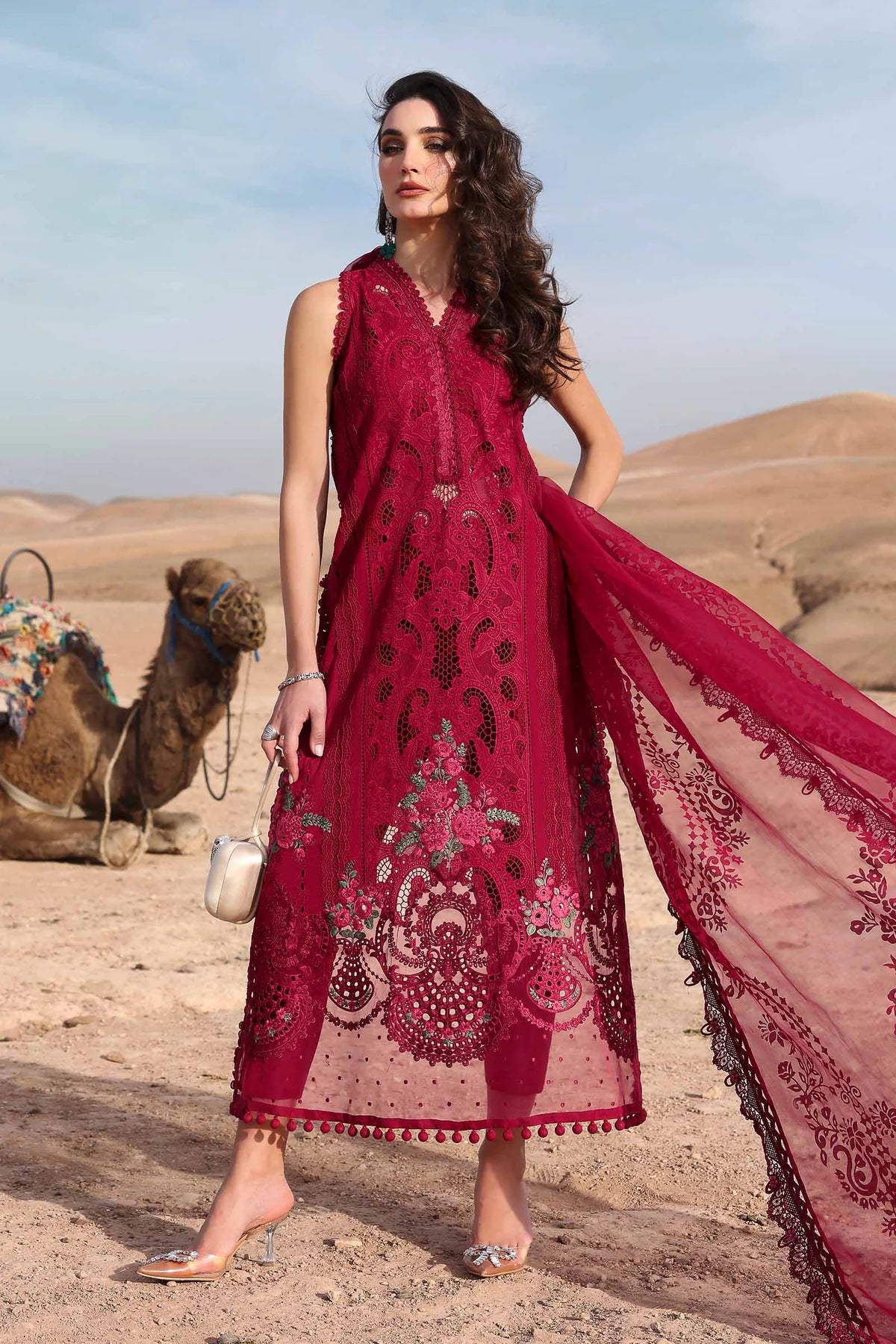 Original Stitched Maria B Embroidered Lawn Suit | D-2504-A | Stitched by Rang