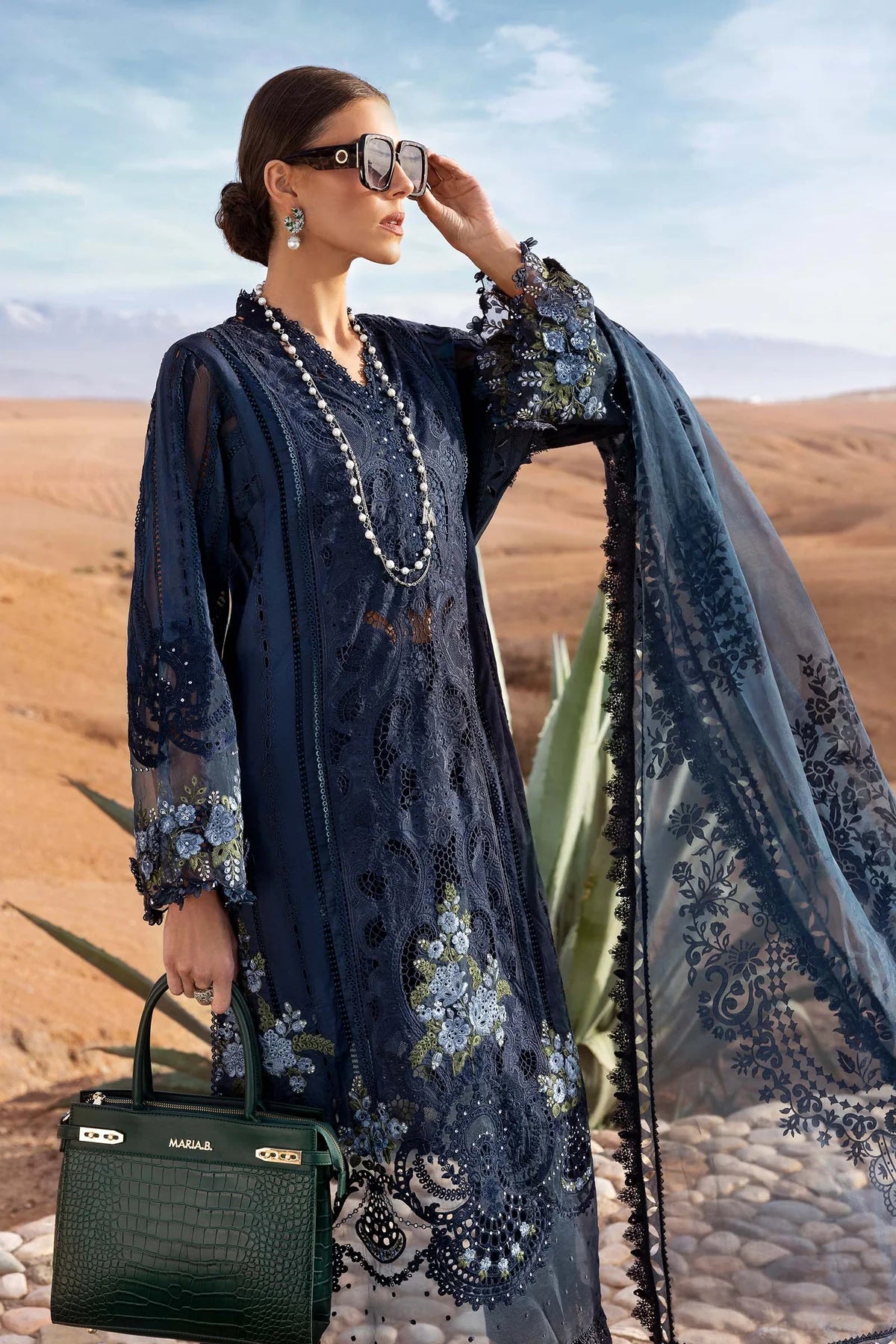 Stitched Maria B Inspired Embroidered Lawn Suit | D-2504-B | Stitched by Rang