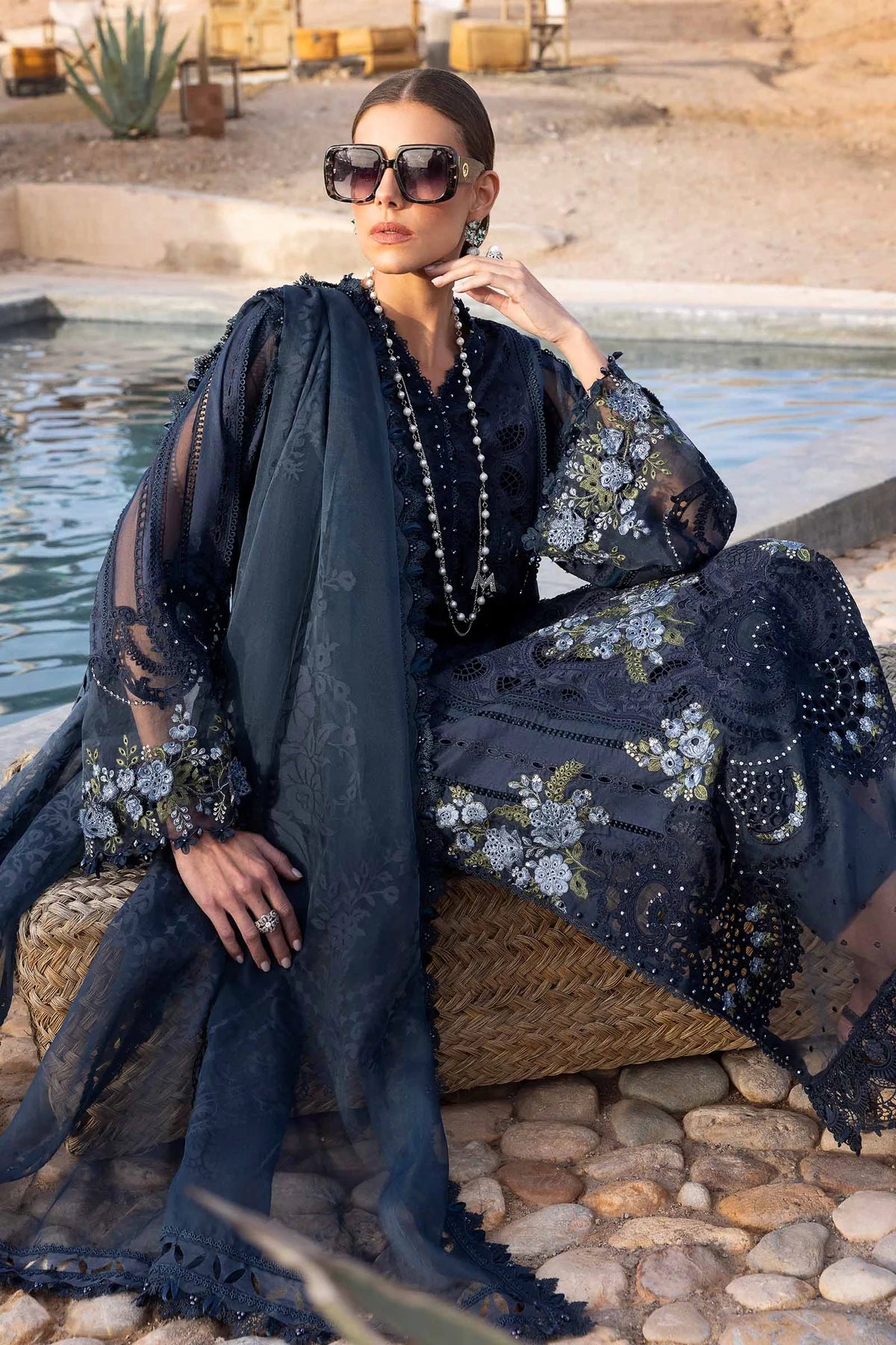Stitched Maria B Inspired Embroidered Lawn Suit | D-2504-B | Stitched by Rang
