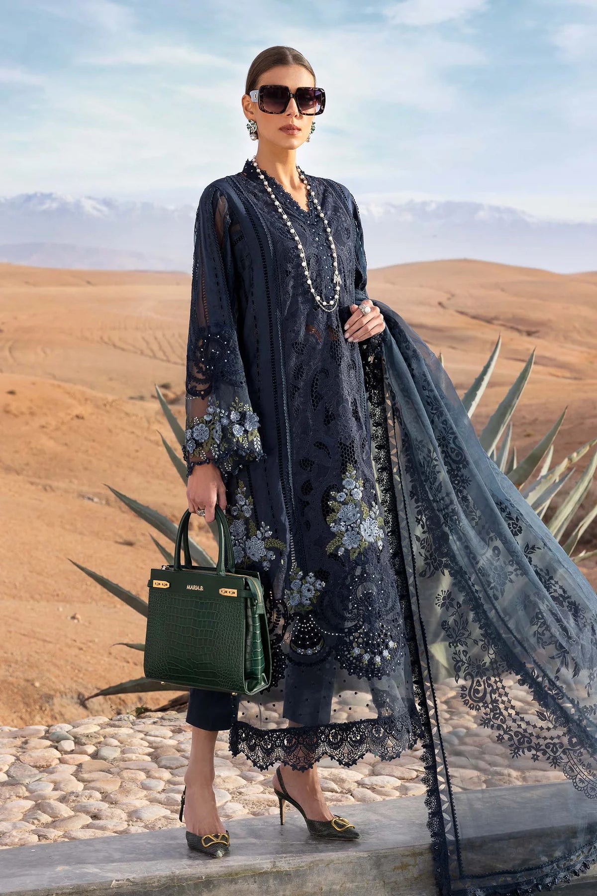 Stitched Maria B Inspired Embroidered Lawn Suit | D-2504-B | Stitched by Rang