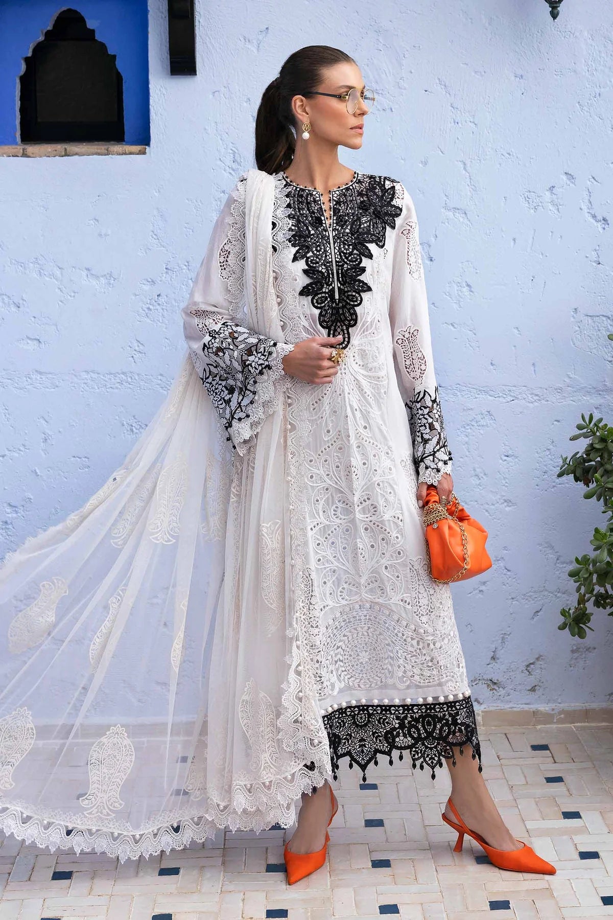 Inspired Stitched Maria B Embroidered Paper Cotton Suit | D-2505-A | Stitched by Rang