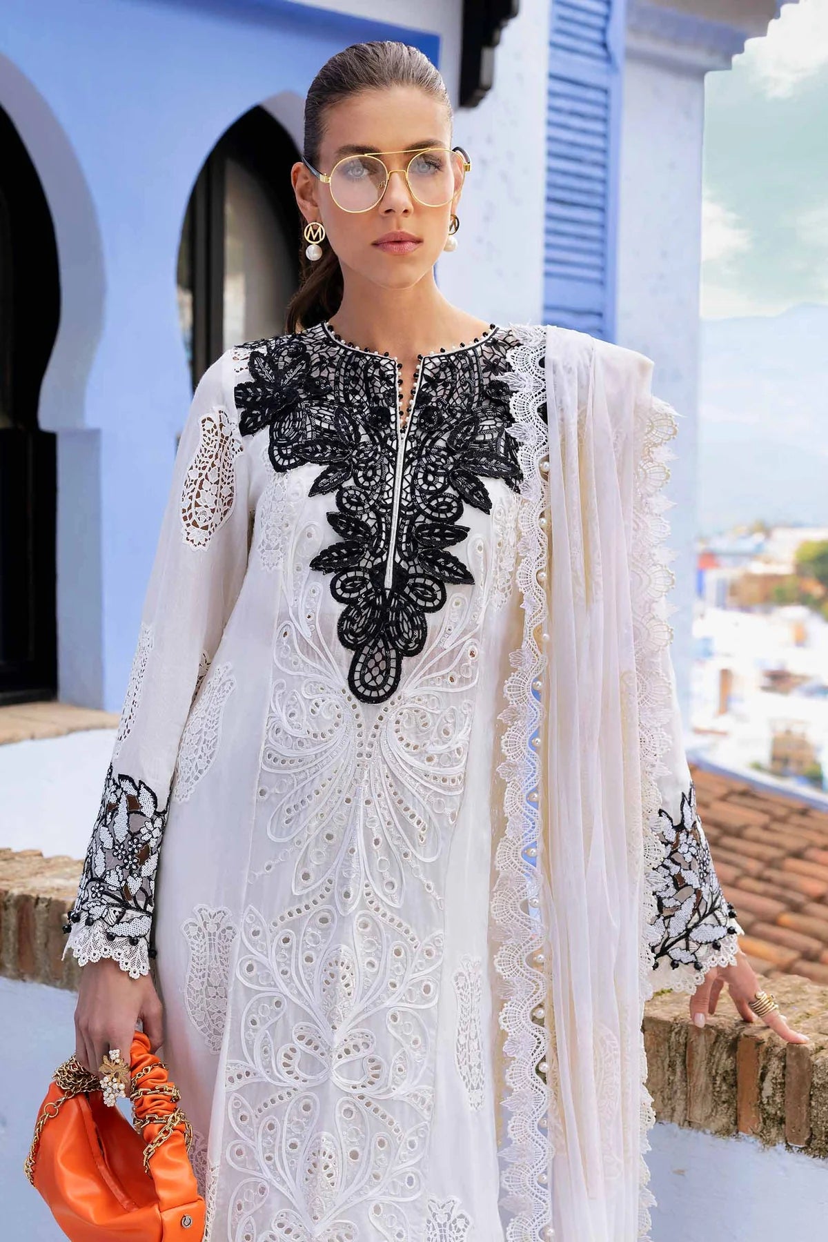 Inspired Stitched Maria B Embroidered Paper Cotton Suit | D-2505-A | Stitched by Rang