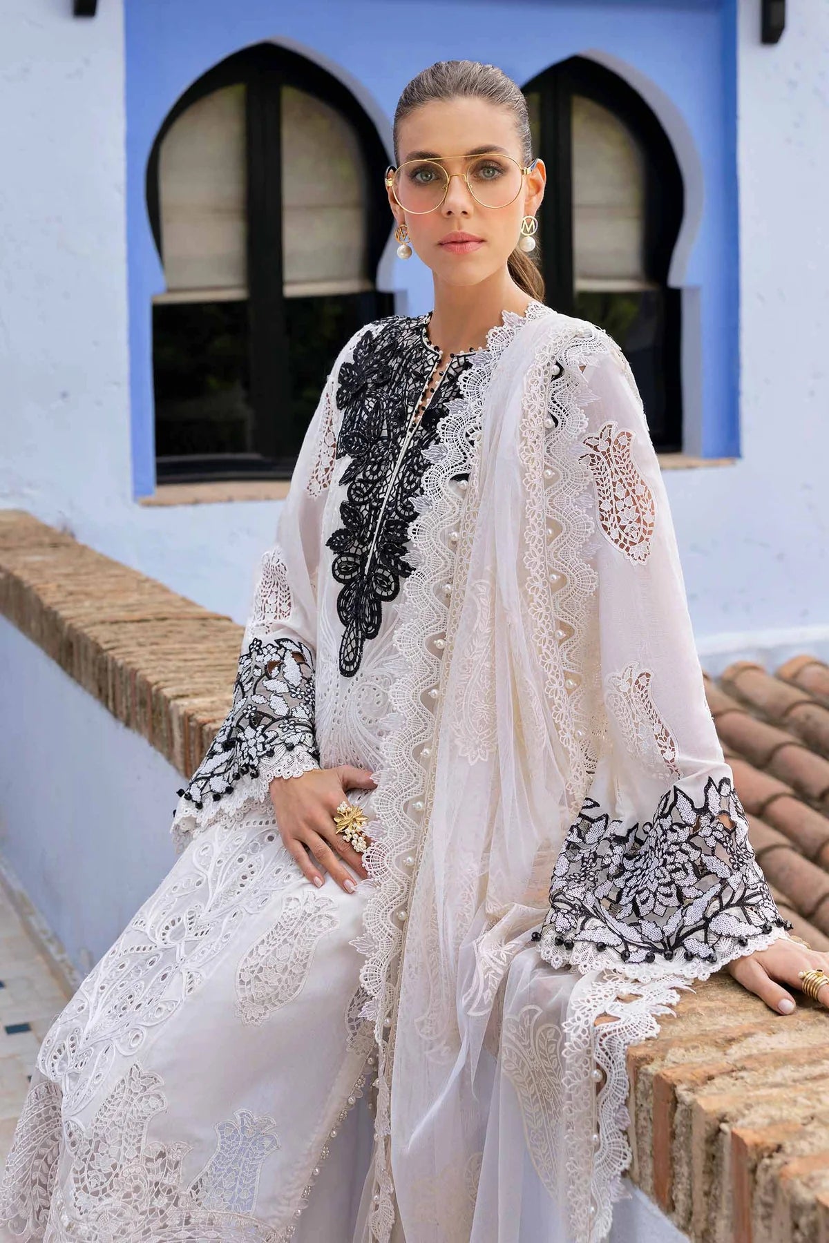 Inspired Stitched Maria B Embroidered Paper Cotton Suit | D-2505-A | Stitched by Rang
