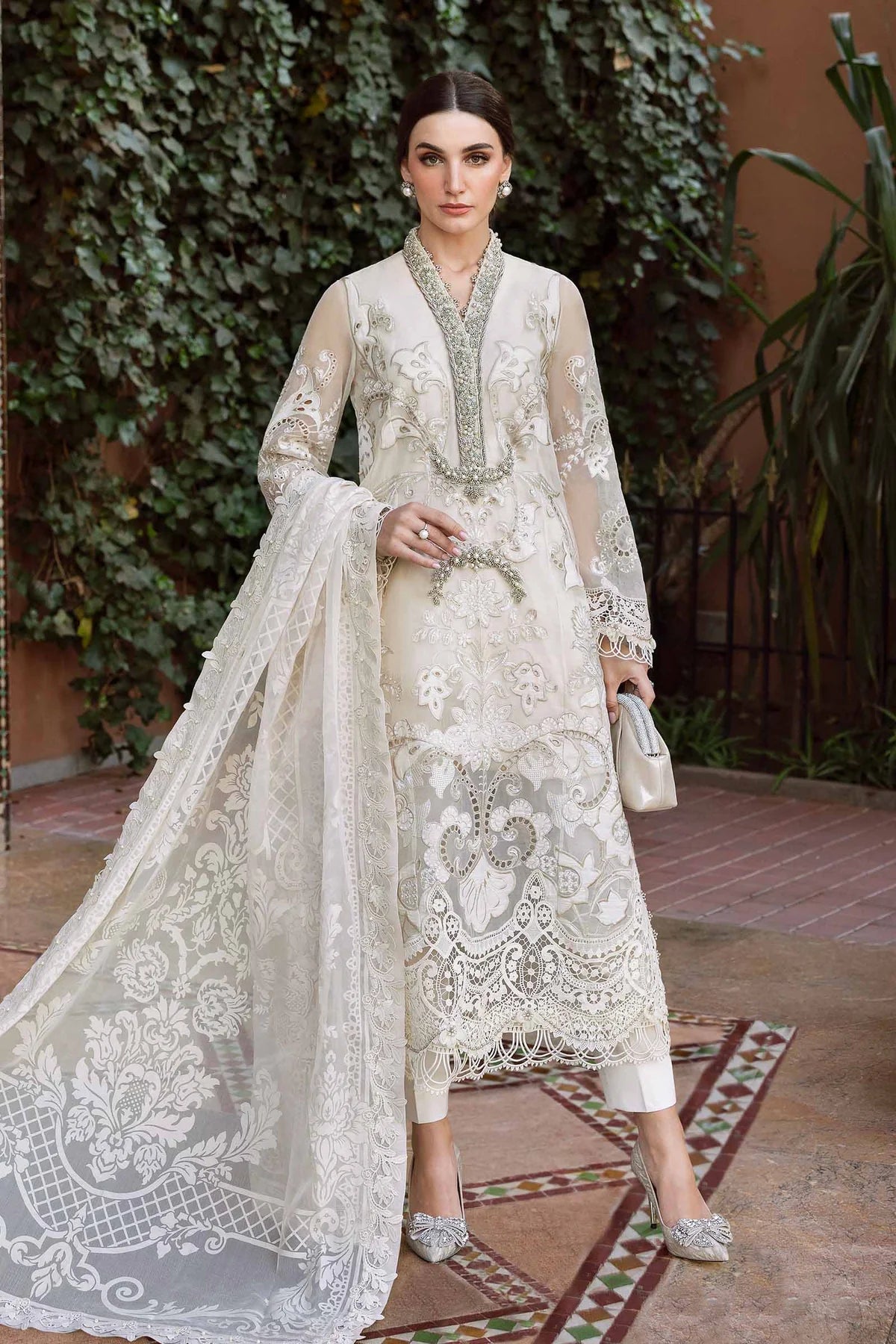 Inspired Stitched Maria B Embroidered Organza Suit | D-2506-A | Stitched by Rang