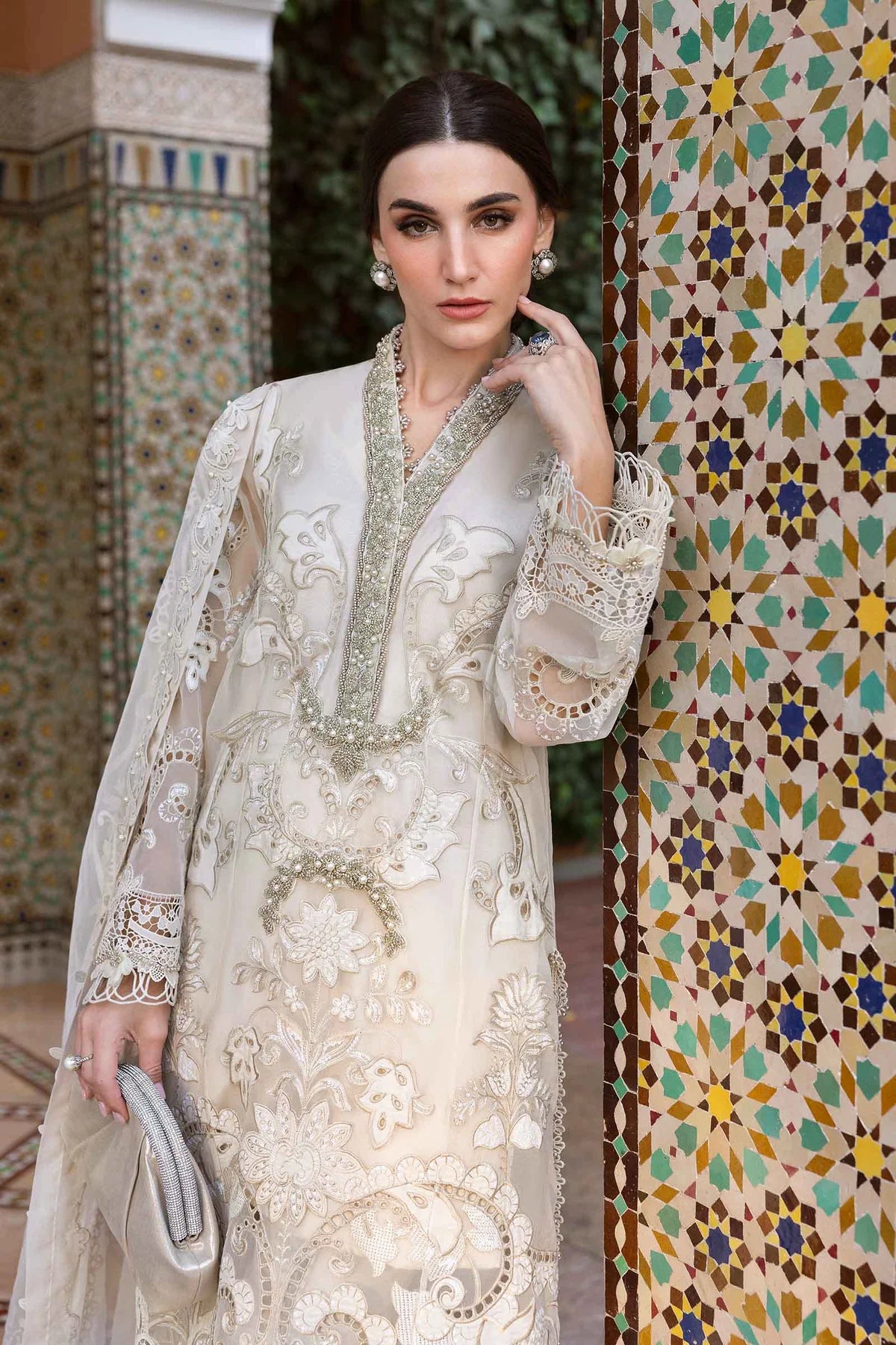Inspired Stitched Maria B Embroidered Organza Suit | D-2506-A | Stitched by Rang