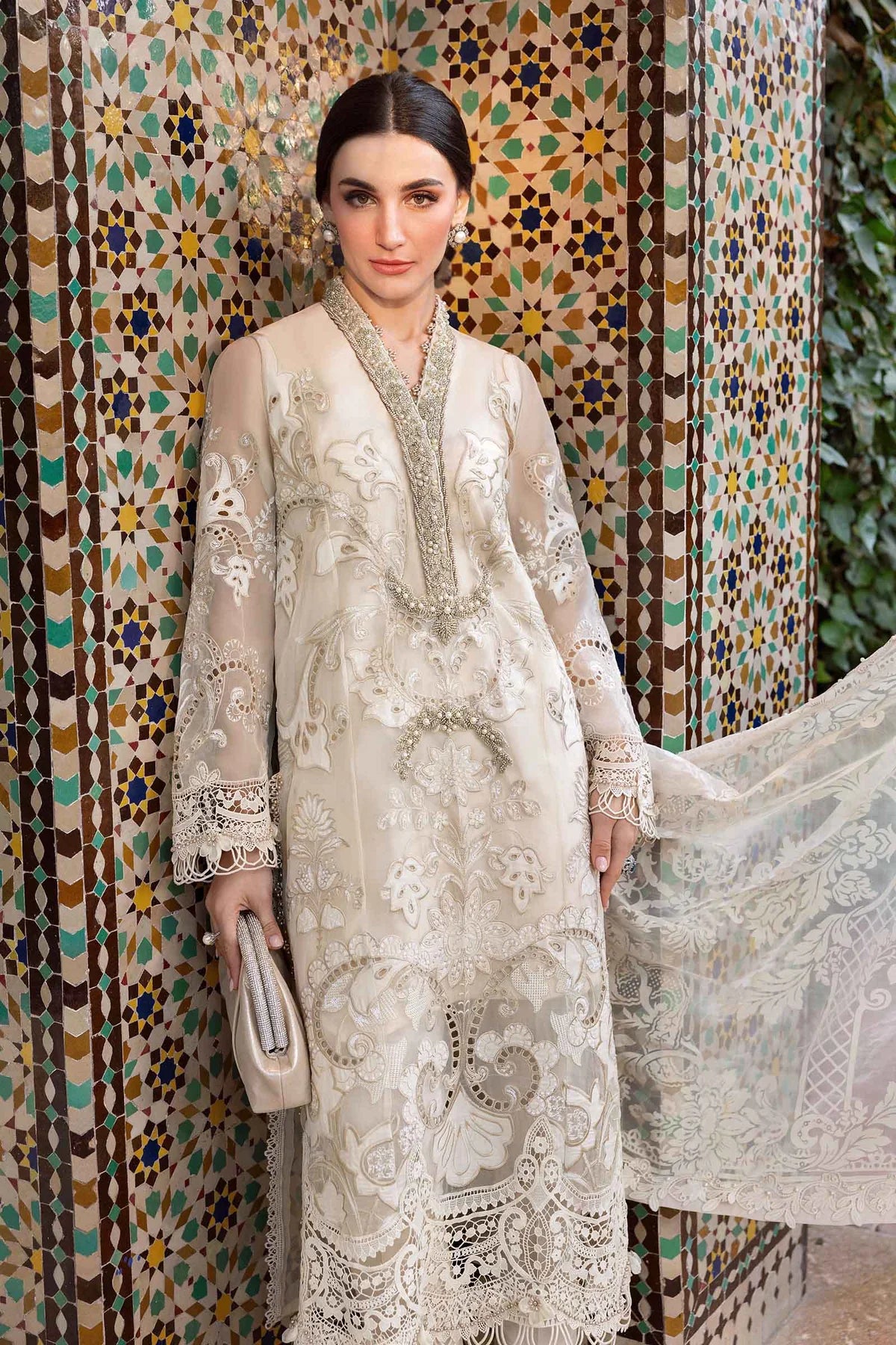 Inspired Stitched Maria B Embroidered Organza Suit | D-2506-A | Stitched by Rang