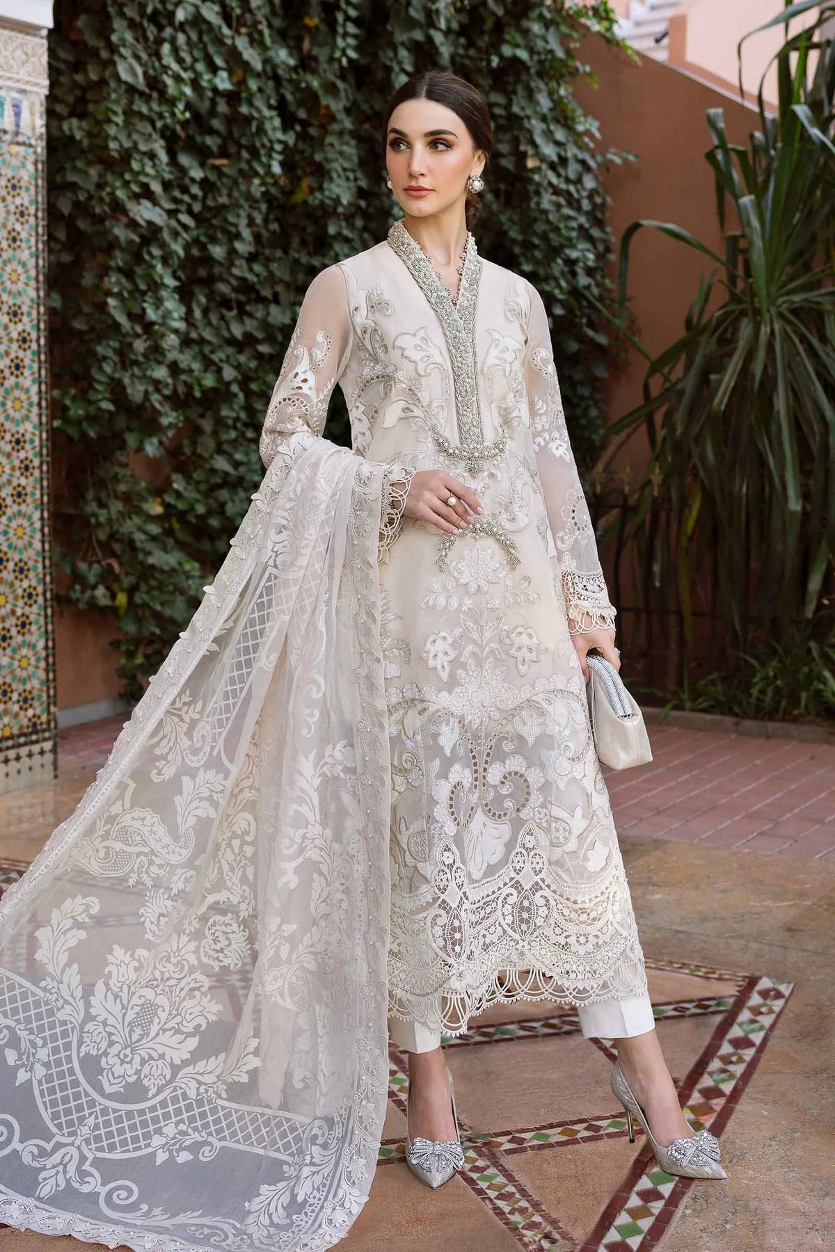 Inspired Stitched Maria B Embroidered Organza Suit | D-2506-A | Stitched by Rang