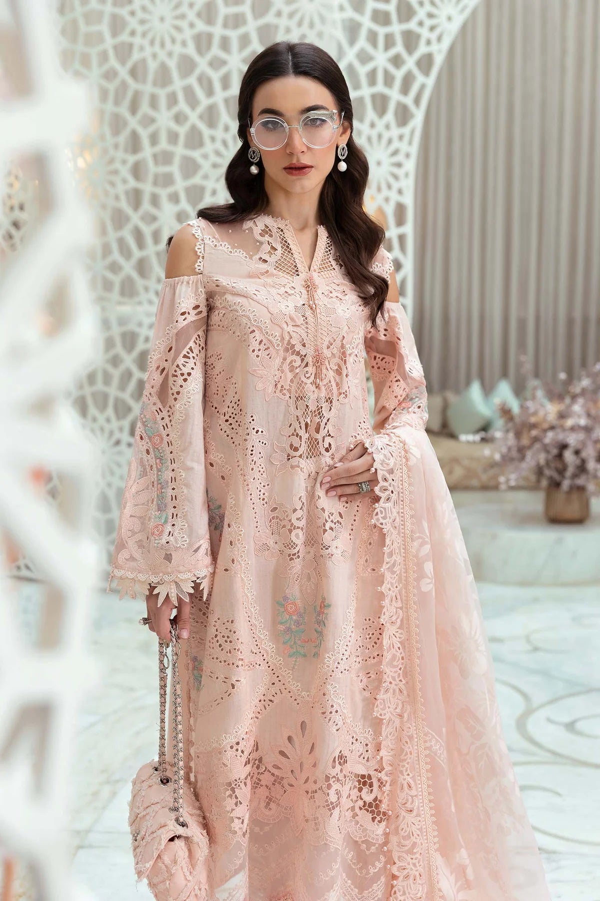 Original Stitched Maria B Embroidered Dobby Lawn Suit | D-2513-A | Stitched by Rang