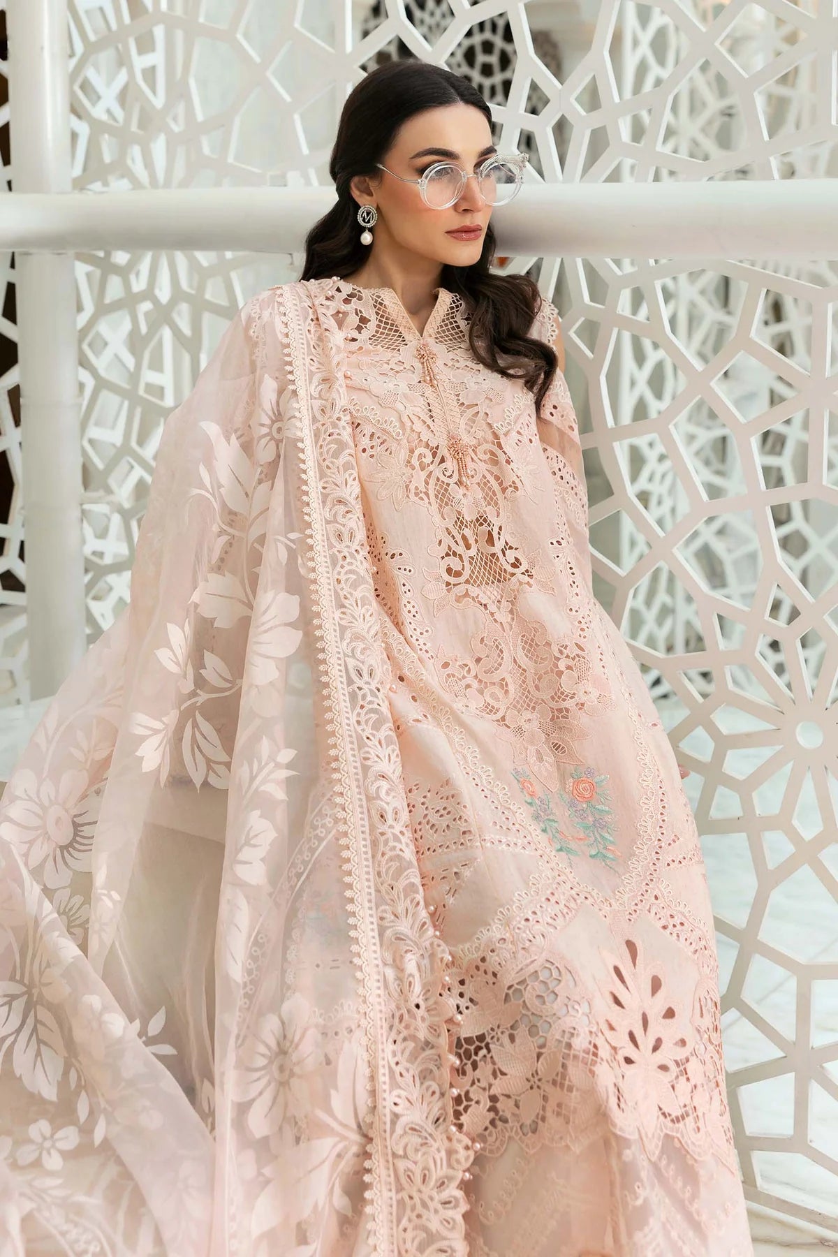 Original Stitched Maria B Embroidered Dobby Lawn Suit | D-2513-A | Stitched by Rang