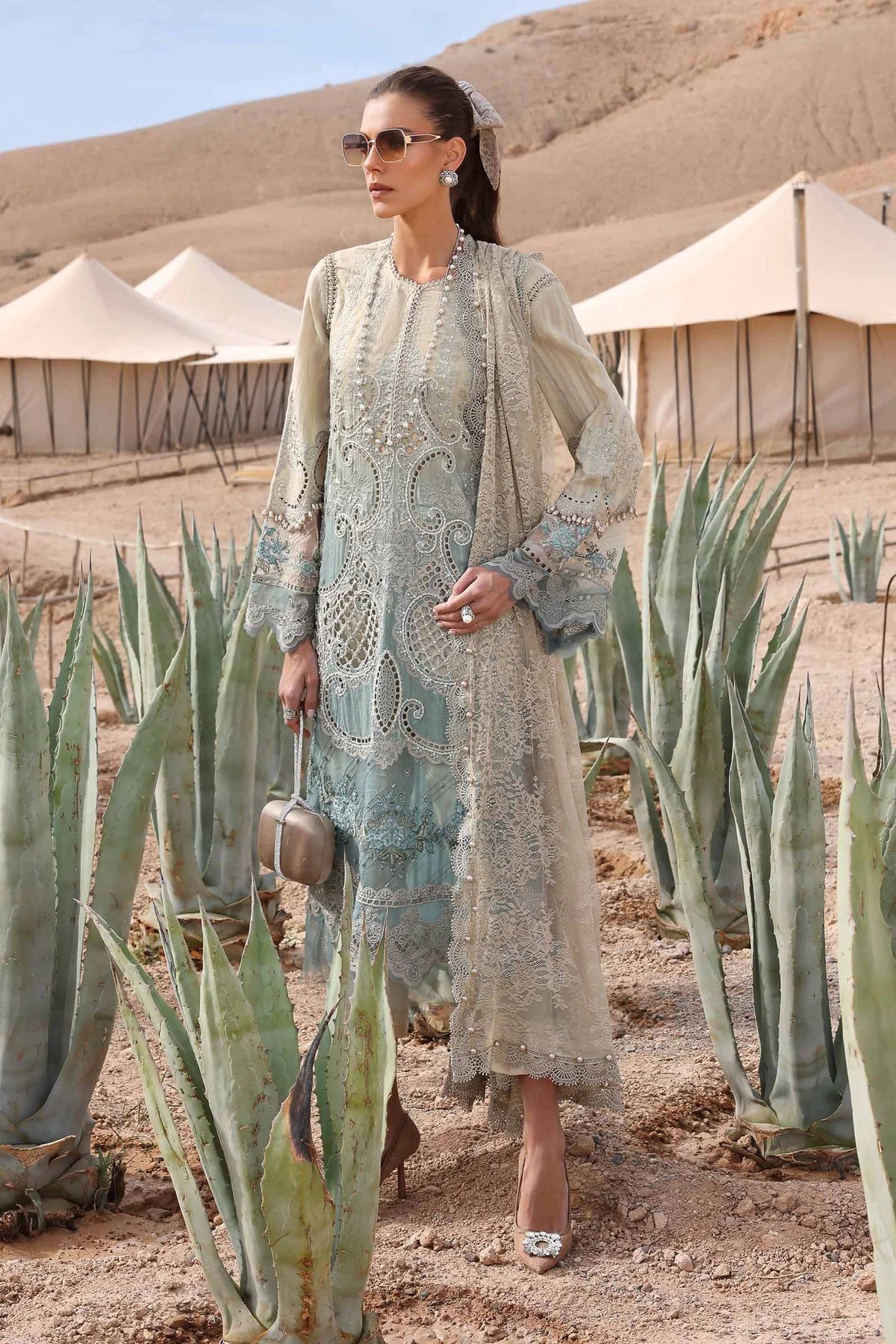 Inspired Stitched Maria B Embroidered Dobby Lawn Suit | D-2515-B | Stitched by Rang