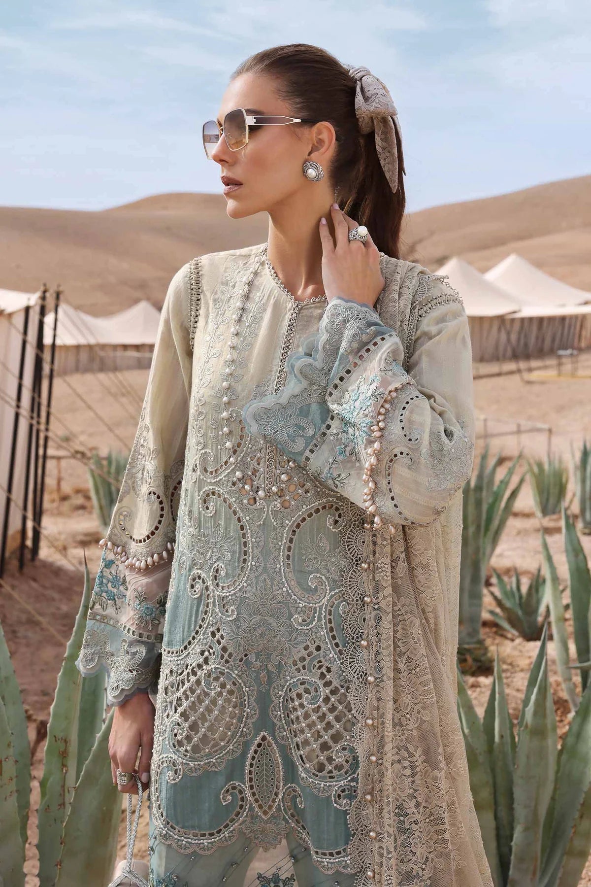 Inspired Stitched Maria B Embroidered Dobby Lawn Suit | D-2515-B | Stitched by Rang