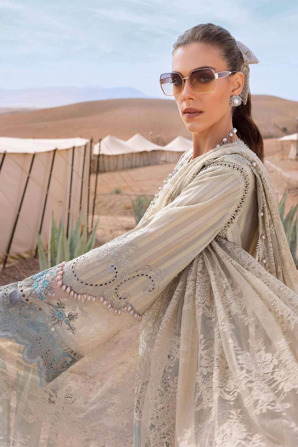 Inspired Stitched Maria B Embroidered Dobby Lawn Suit | D-2515-B | Stitched by Rang
