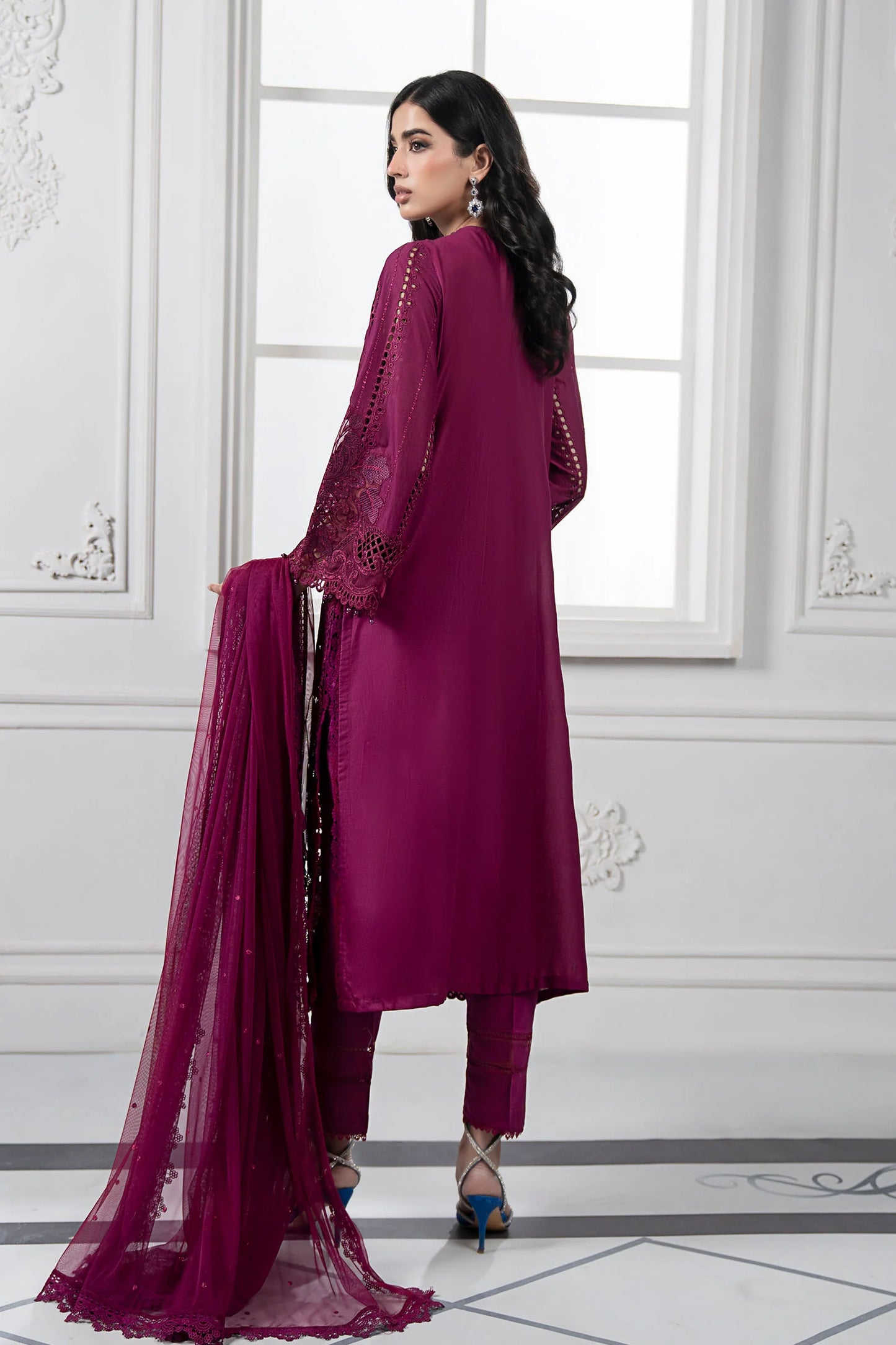 Stitched Maria B Embroidered Lawn Suit | DS-2502-B | Inspired |Stitched by Rang