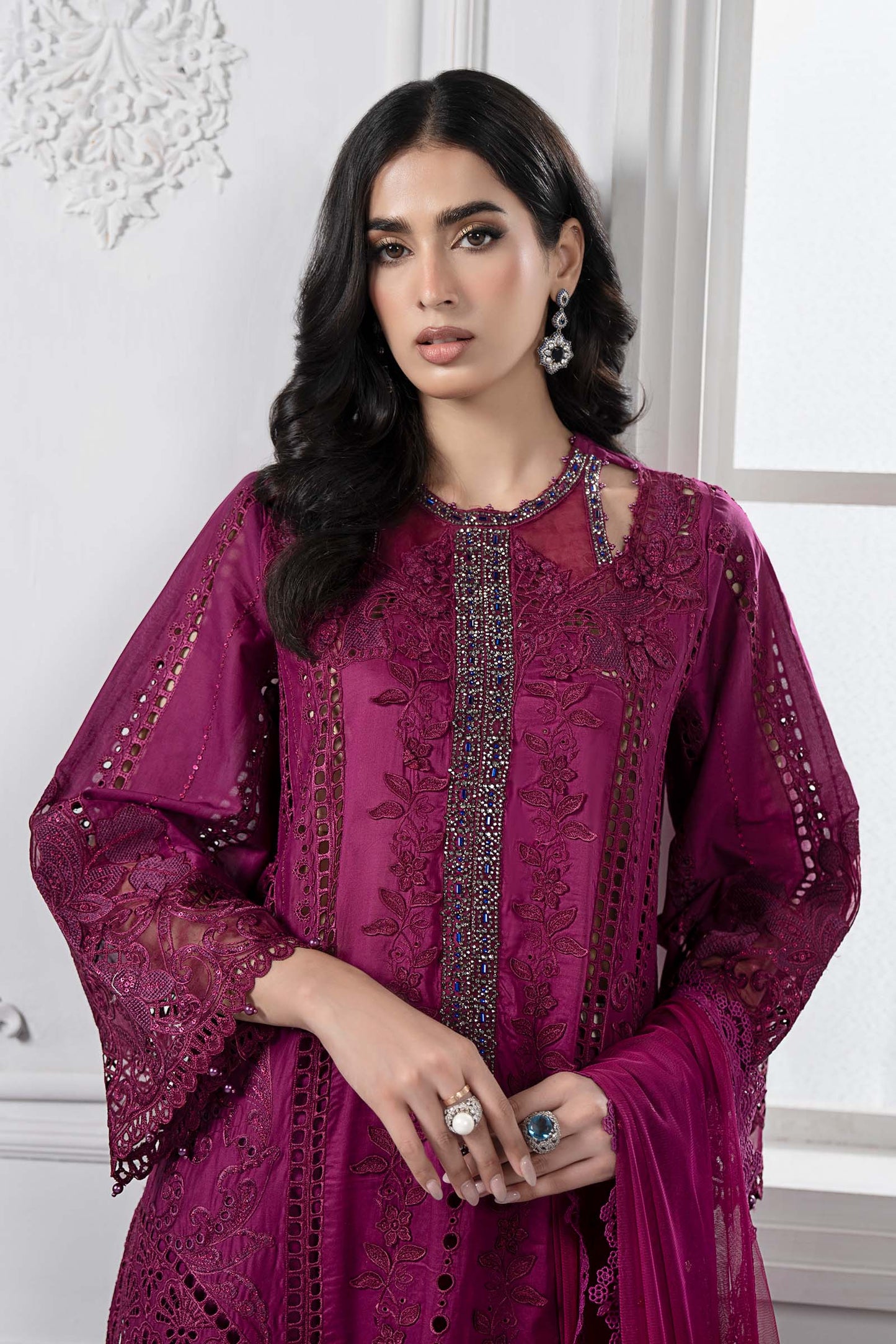 Stitched Maria B Embroidered Lawn Suit | DS-2502-B | Inspired |Stitched by Rang