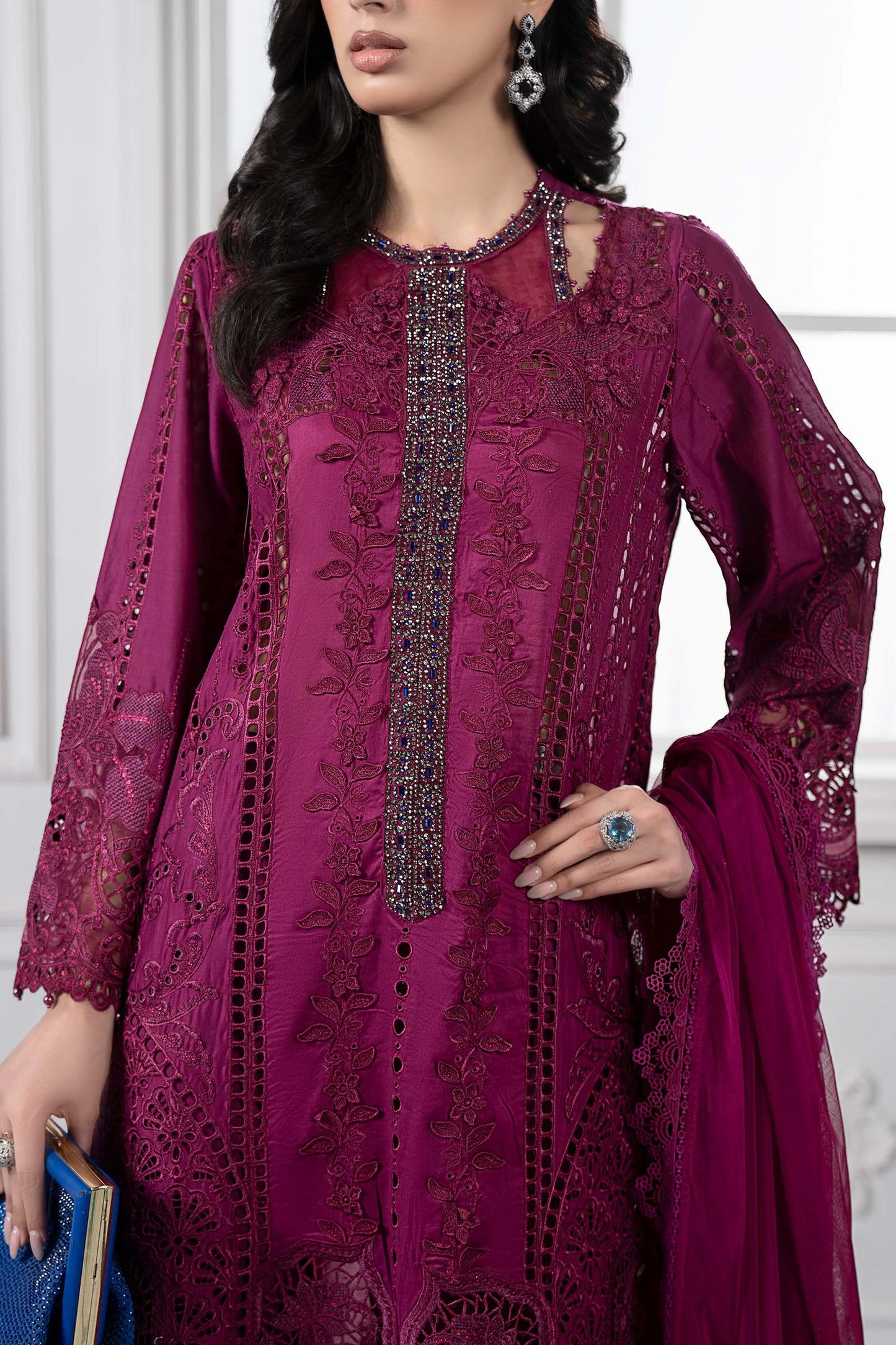 Stitched Maria B Embroidered Lawn Suit | DS-2502-B | Inspired |Stitched by Rang
