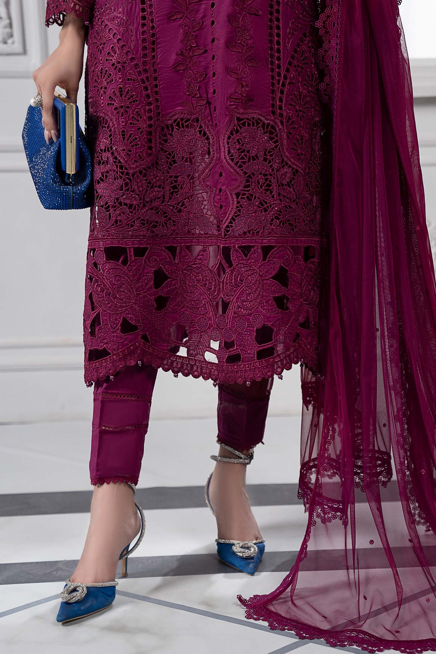Stitched Maria B Embroidered Lawn Suit | DS-2502-B | Inspired |Stitched by Rang