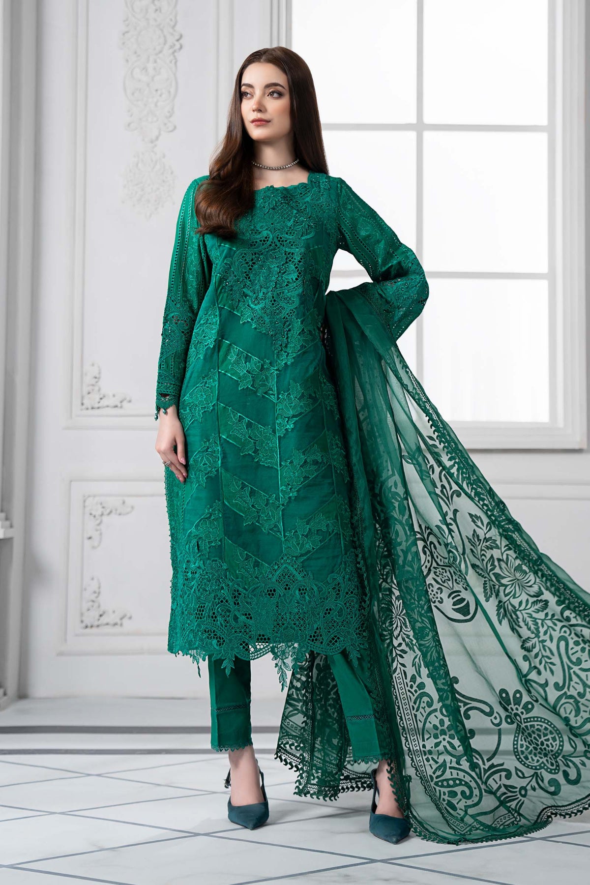 Stitched Maria B Embroidered Lawn Suit | DS-2508-B | Inspired |Stitched by Rang
