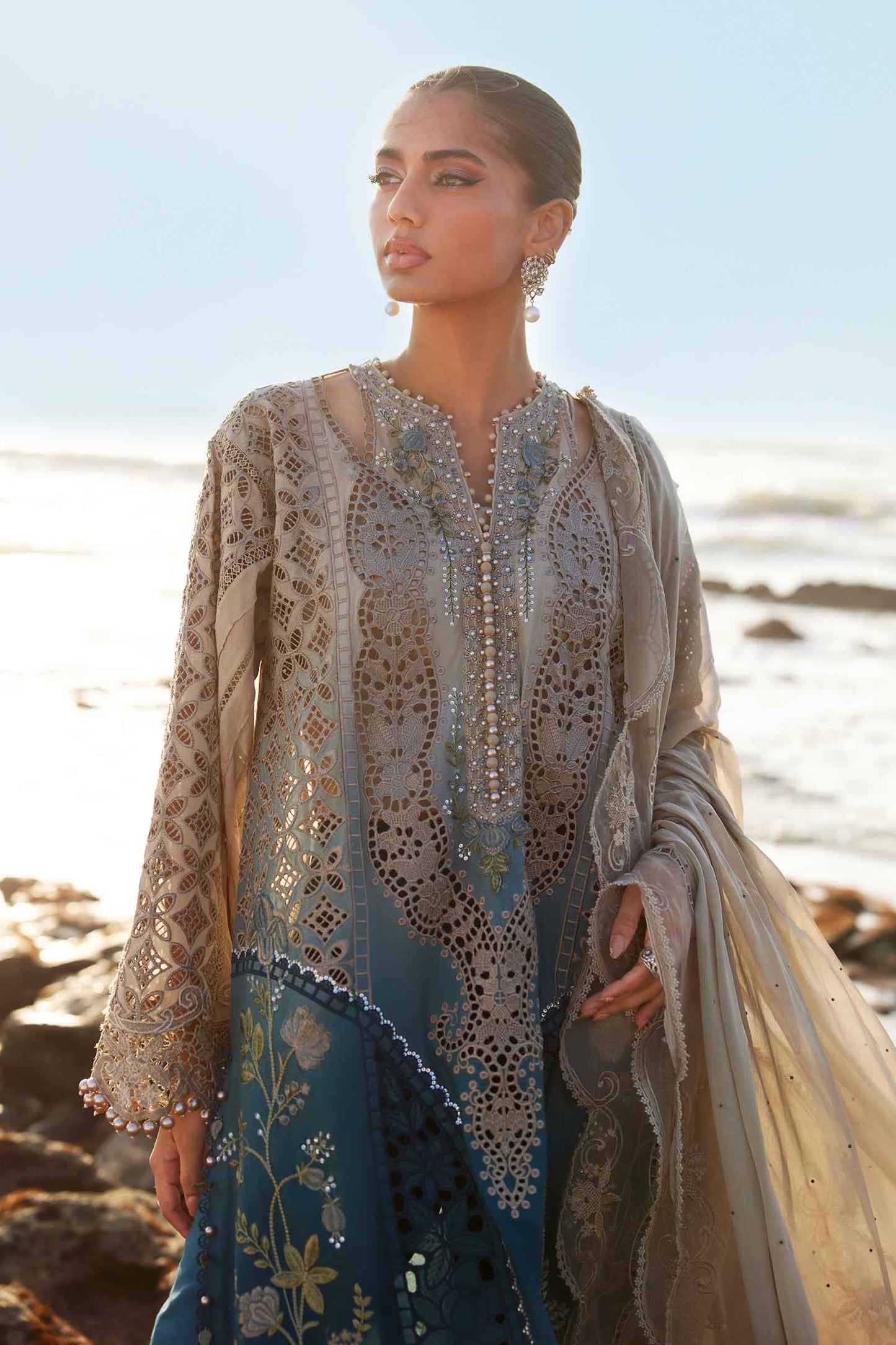 Maria B Stitched Embroidered Lawn-25-08 | Inspired | Stitched by Rang