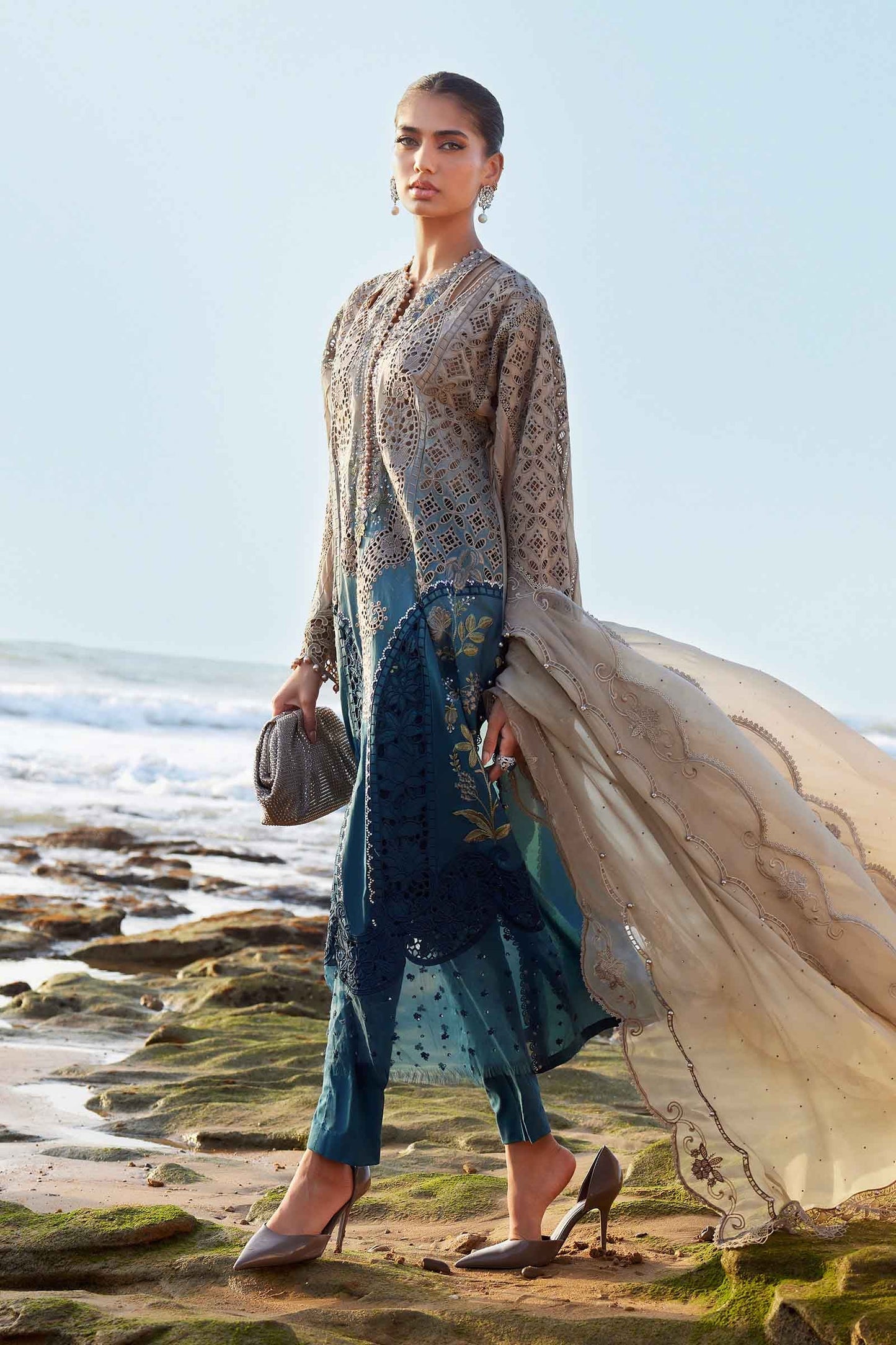 Maria B Stitched Embroidered Lawn-25-08 | Inspired | Stitched by Rang