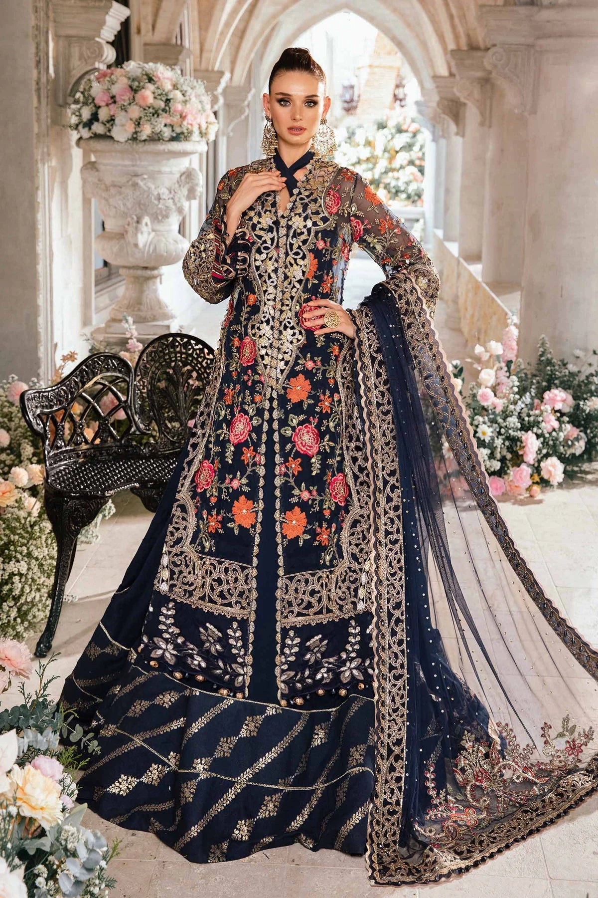 Maria B. Wedding Collection by Rang | Inspired Embroidered Suit | BD-2808 | Stitched by Rang