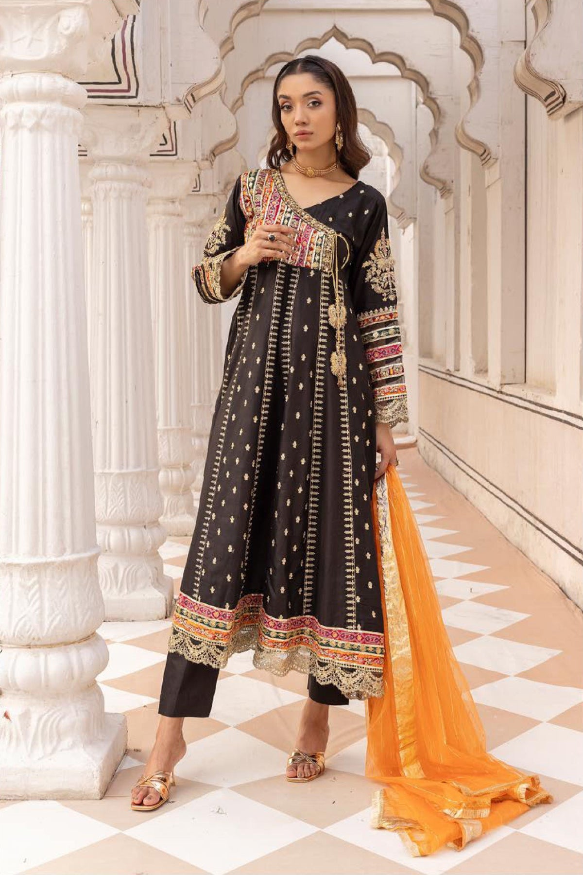 Stitched Simrans Traditional Black Dress | Karma Lux Series | Stitched by Rang