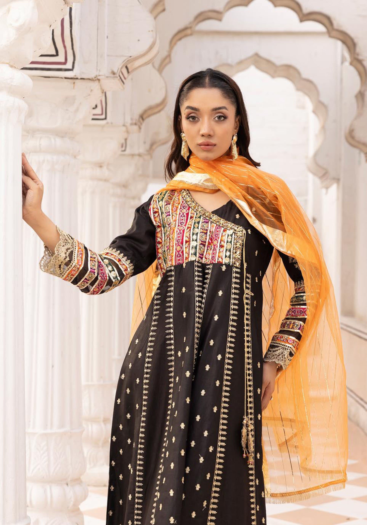 Stitched Simrans Traditional Black Dress | Karma Lux Series | Stitched by Rang