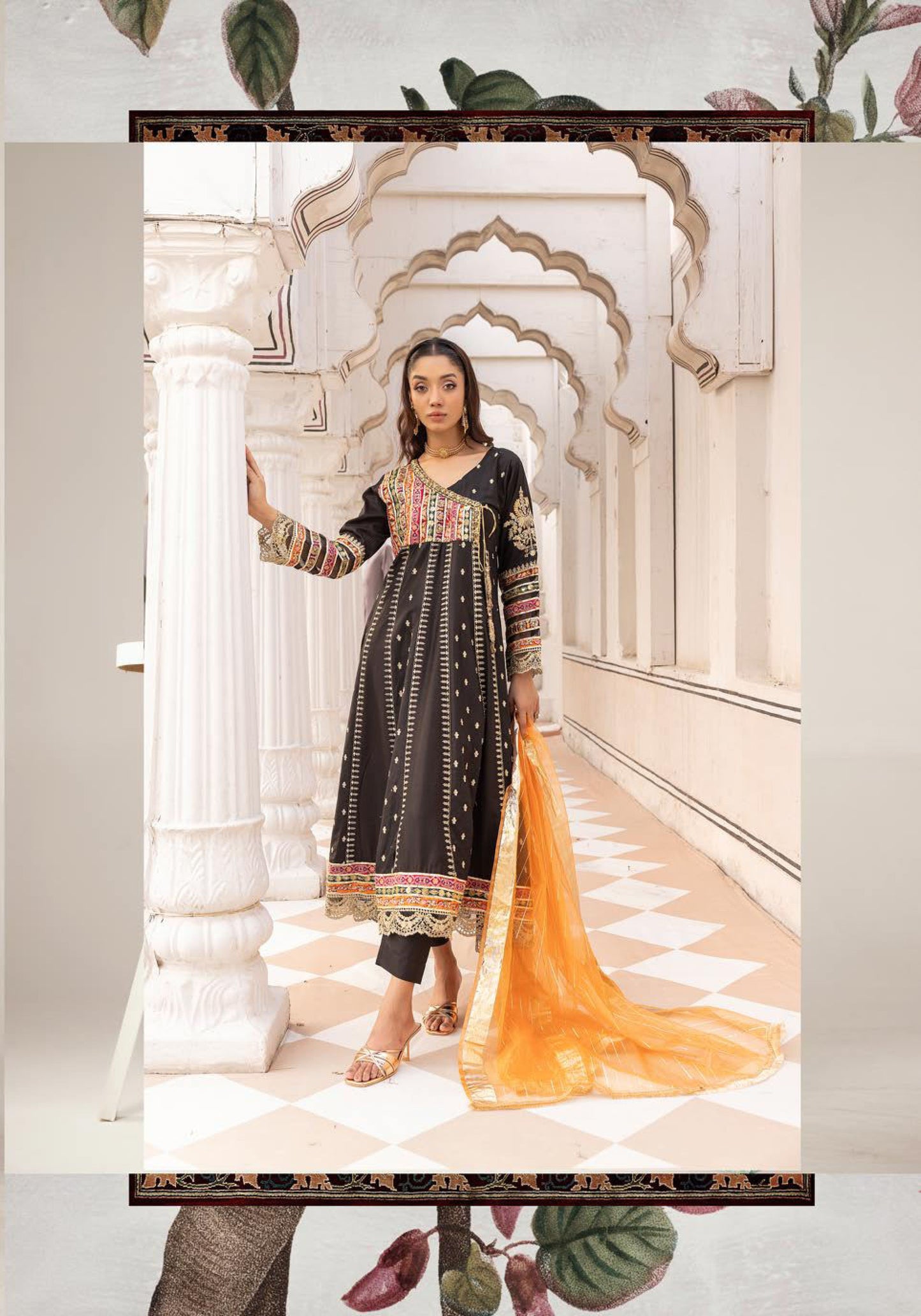 Stitched Simrans Traditional Black Dress | Karma Lux Series | Stitched by Rang