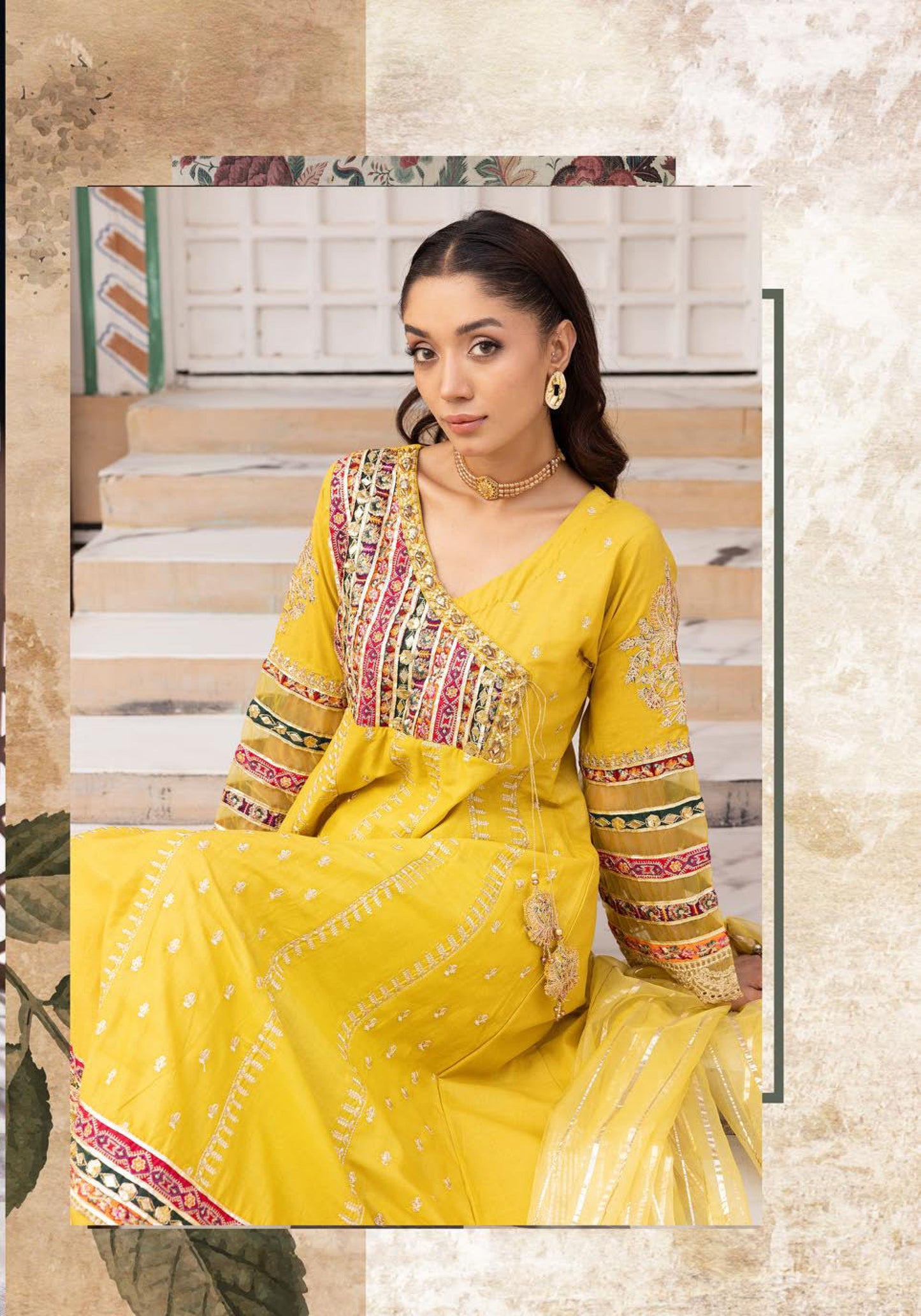 Stitched Simrans Traditional Yellow Dress | Karma Lux Series | Stitched by Rang