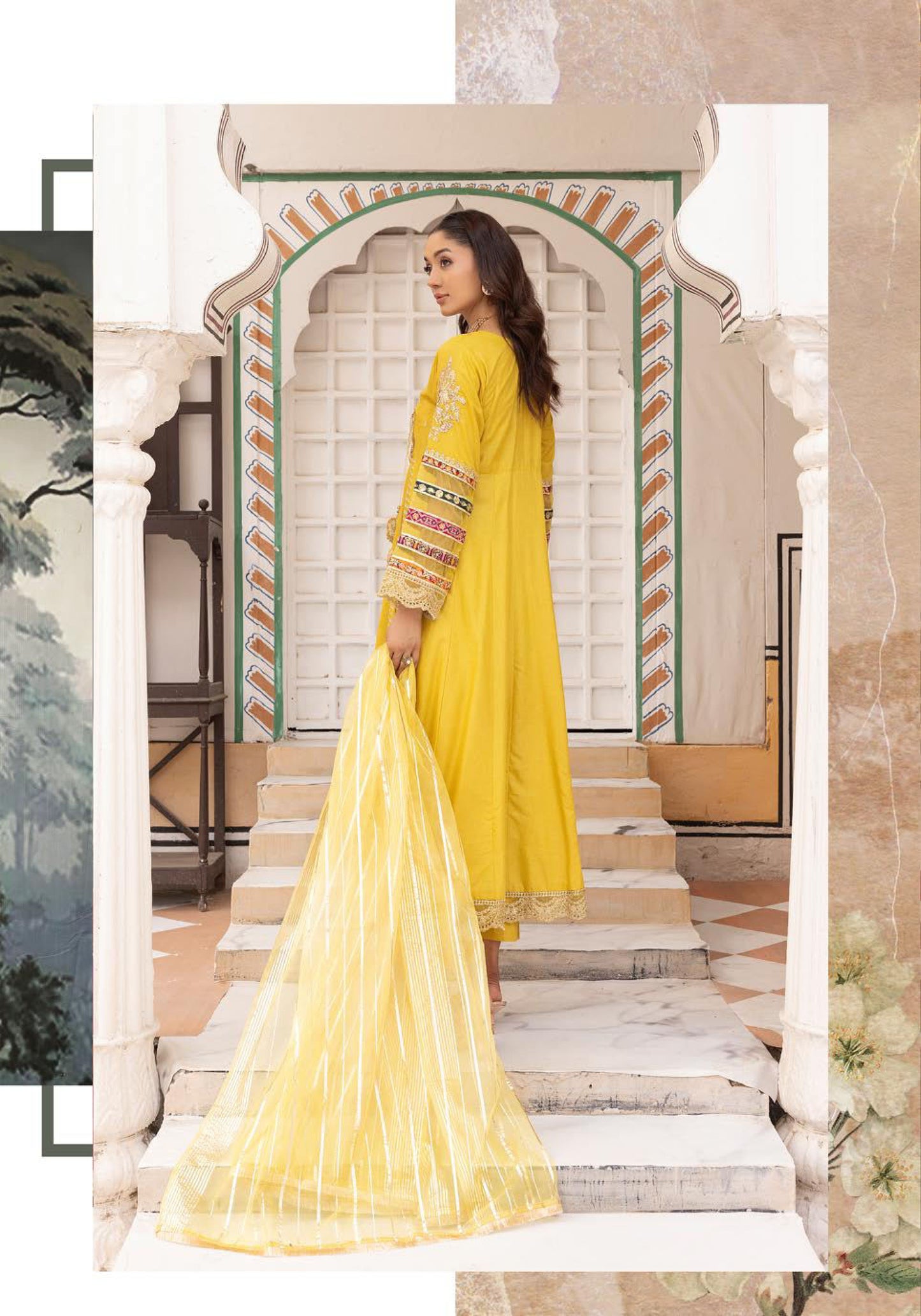 Stitched Simrans Traditional Yellow Dress | Karma Lux Series | Stitched by Rang