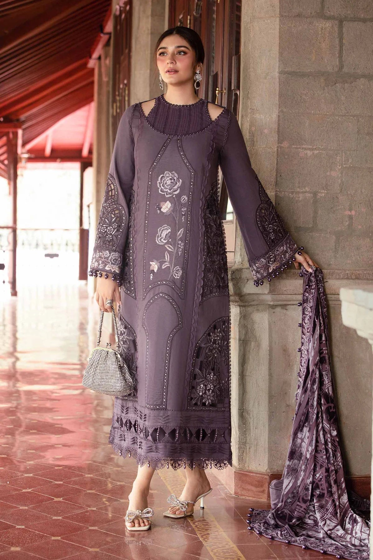 Maria B. Embroidered Suit | DL-1202 | Stitched by Rang | Inspired