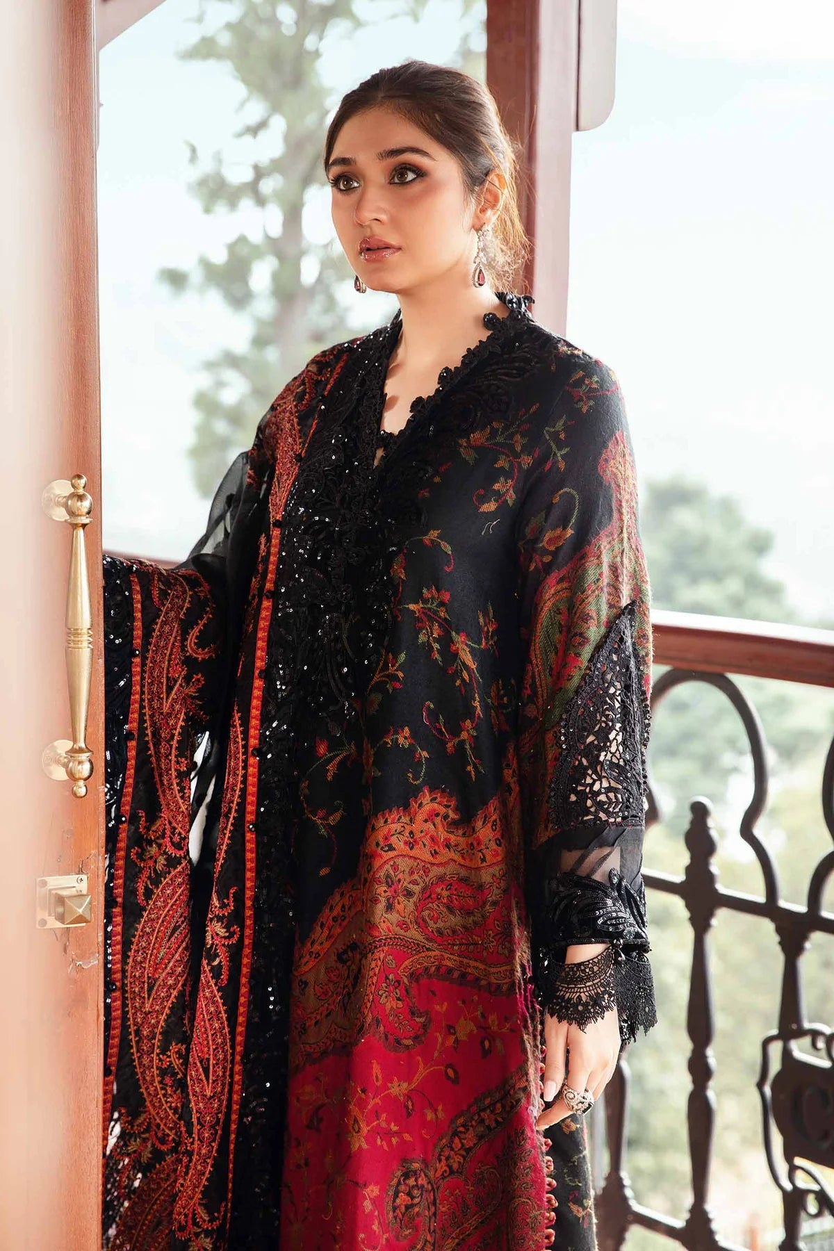 Maria B. Embroidered Suit | DL-1204 | Stitched by Rang | Inspired