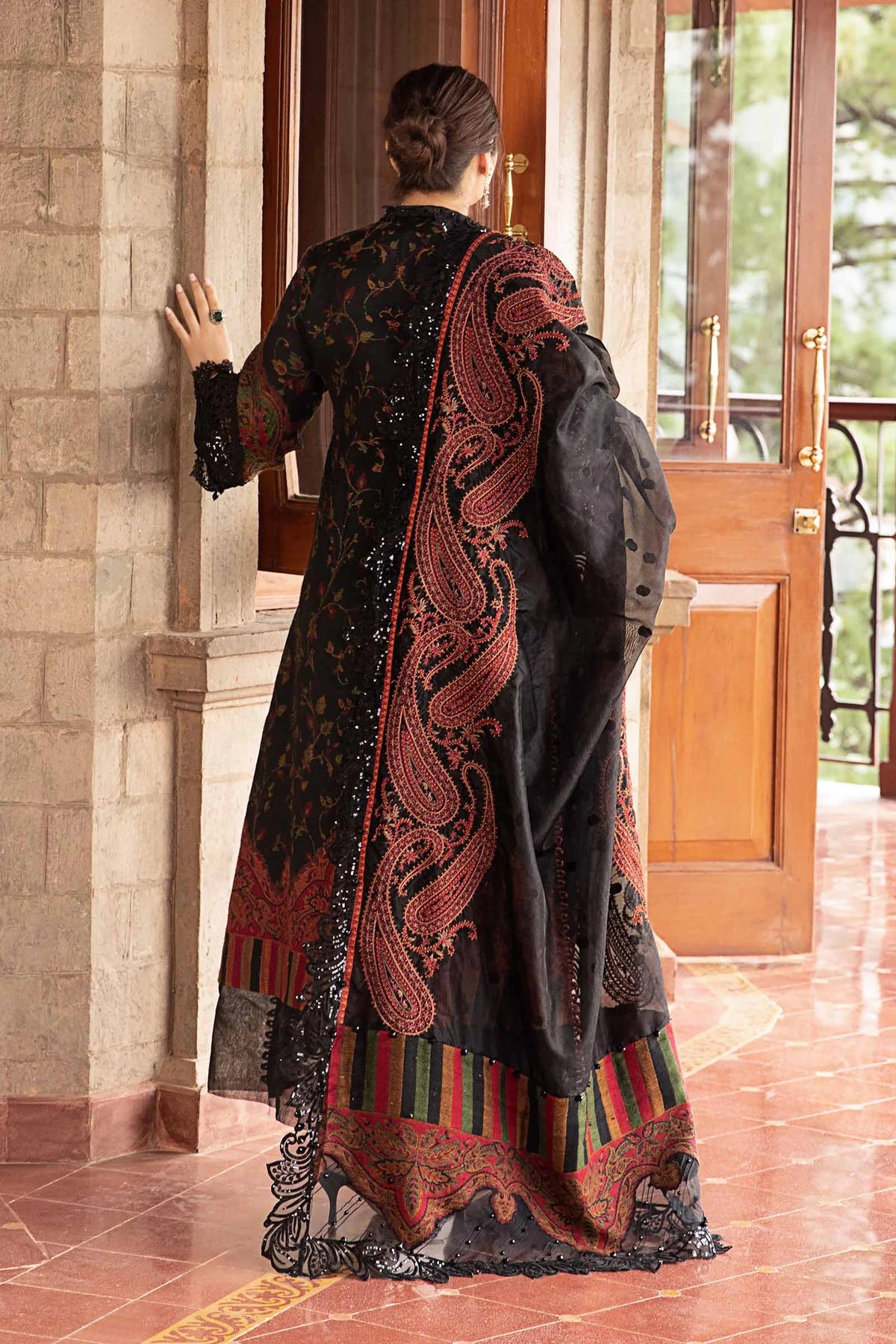 Maria B. Embroidered Suit | DL-1204 | Stitched by Rang | Inspired