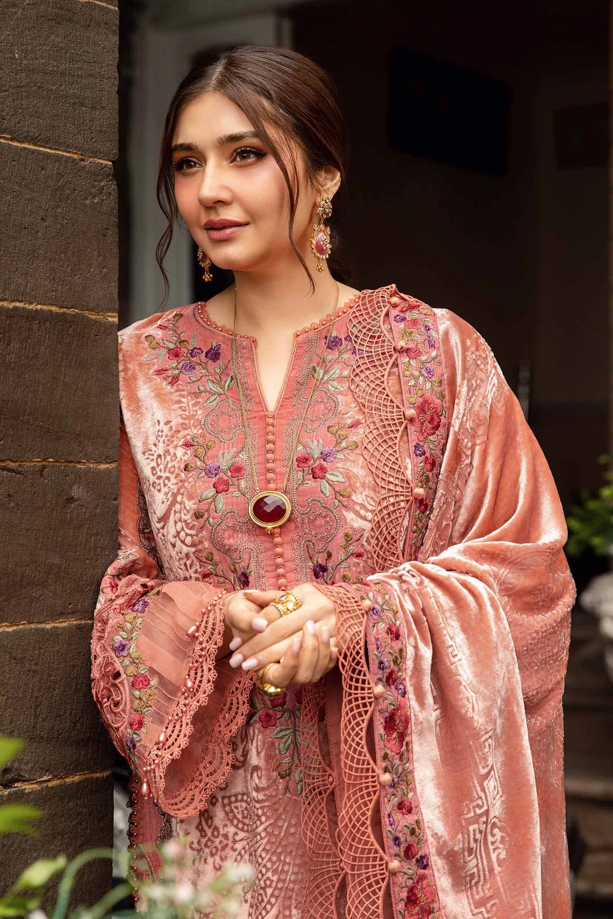 Maria B. Embroidered Suit | DL-1206 | Stitched by Rang | Inspired