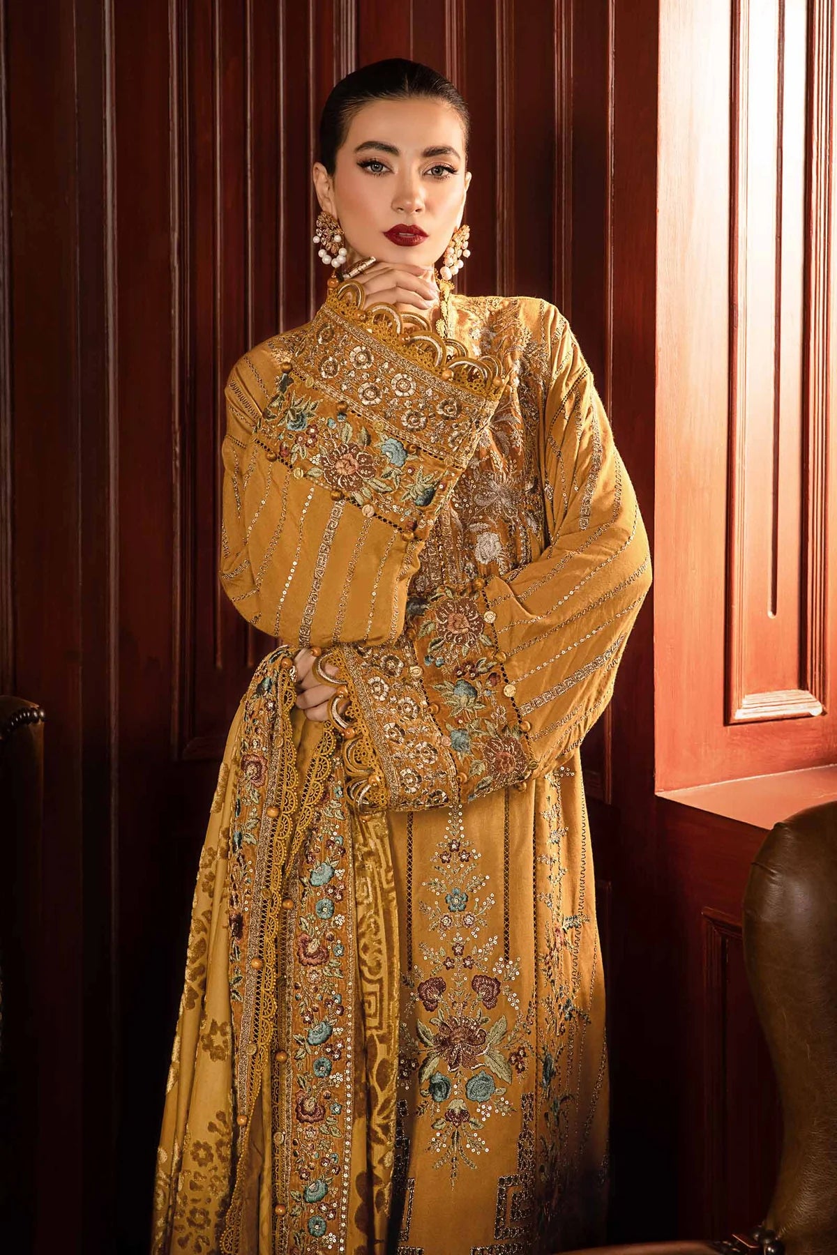 Maria B. Embroidered Suit | DL-1207 | Stitched by Rang | Inspired