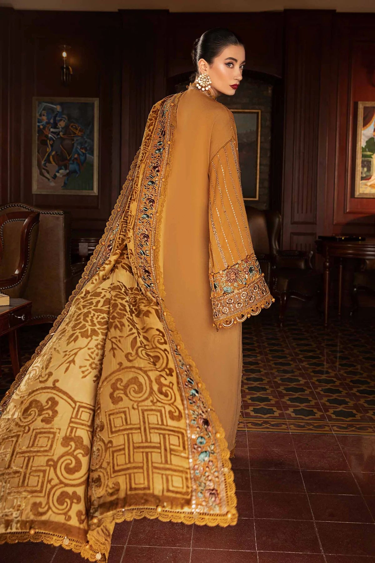 Maria B. Embroidered Suit | DL-1207 | Stitched by Rang | Inspired