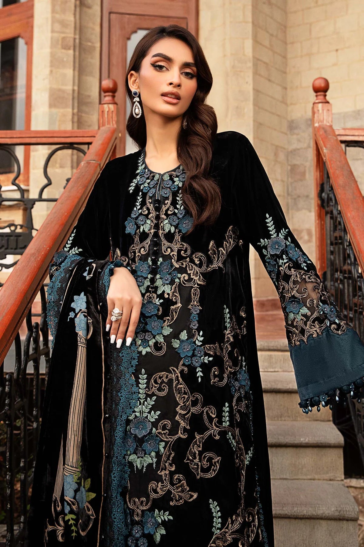 Maria B. Embroidered Suit | DL-1208 | Stitched by Rang | Inspired