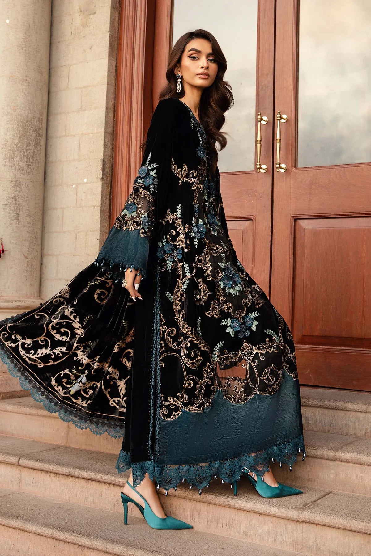 Maria B. Embroidered Suit | DL-1208 | Stitched by Rang | Inspired