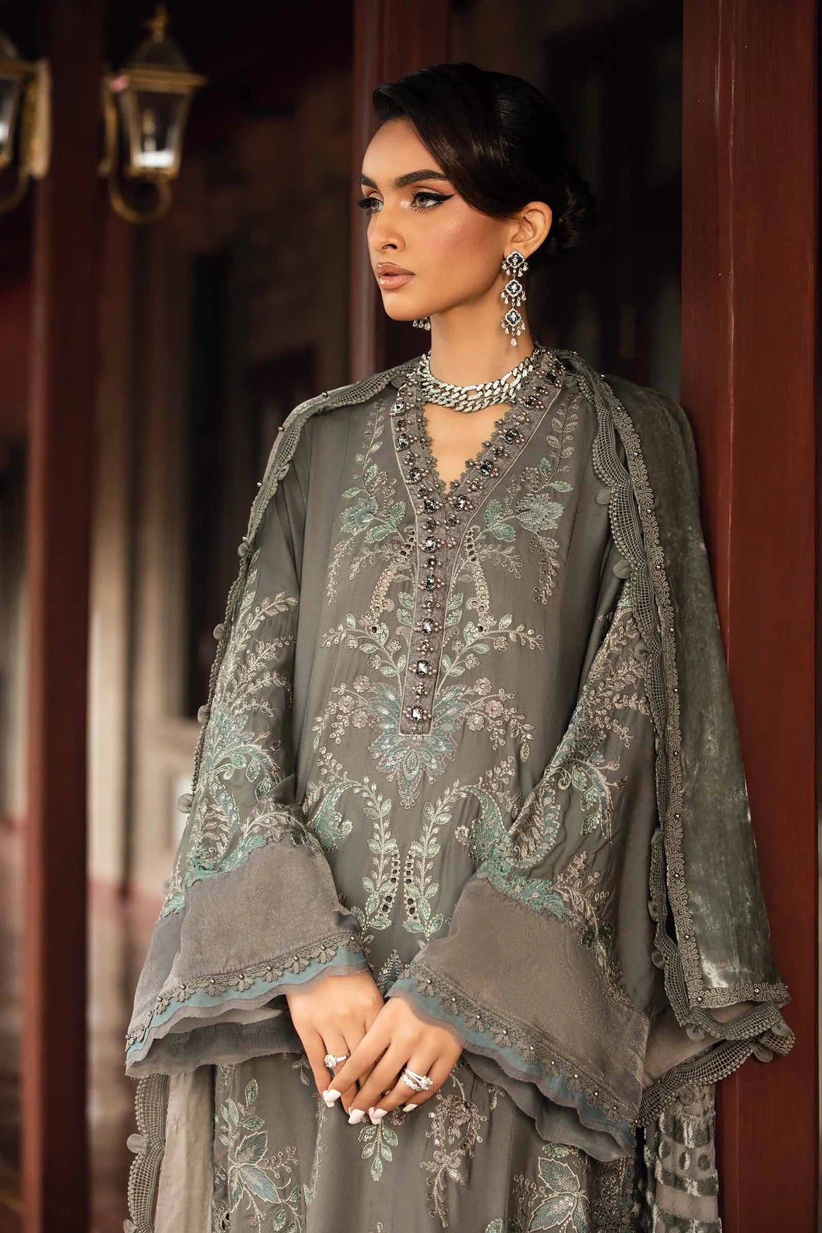 Maria B. Embroidered Suit | DL-1209 | Stitched by Rang | Inspired