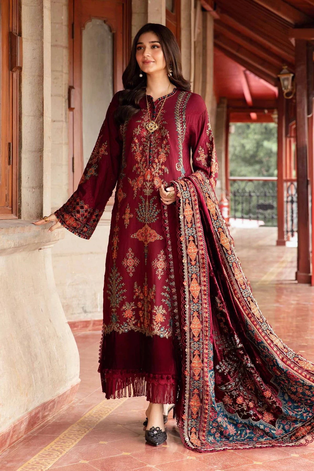 Maria B. Embroidered Suit | DL-1210 | Stitched by Rang | Inspired