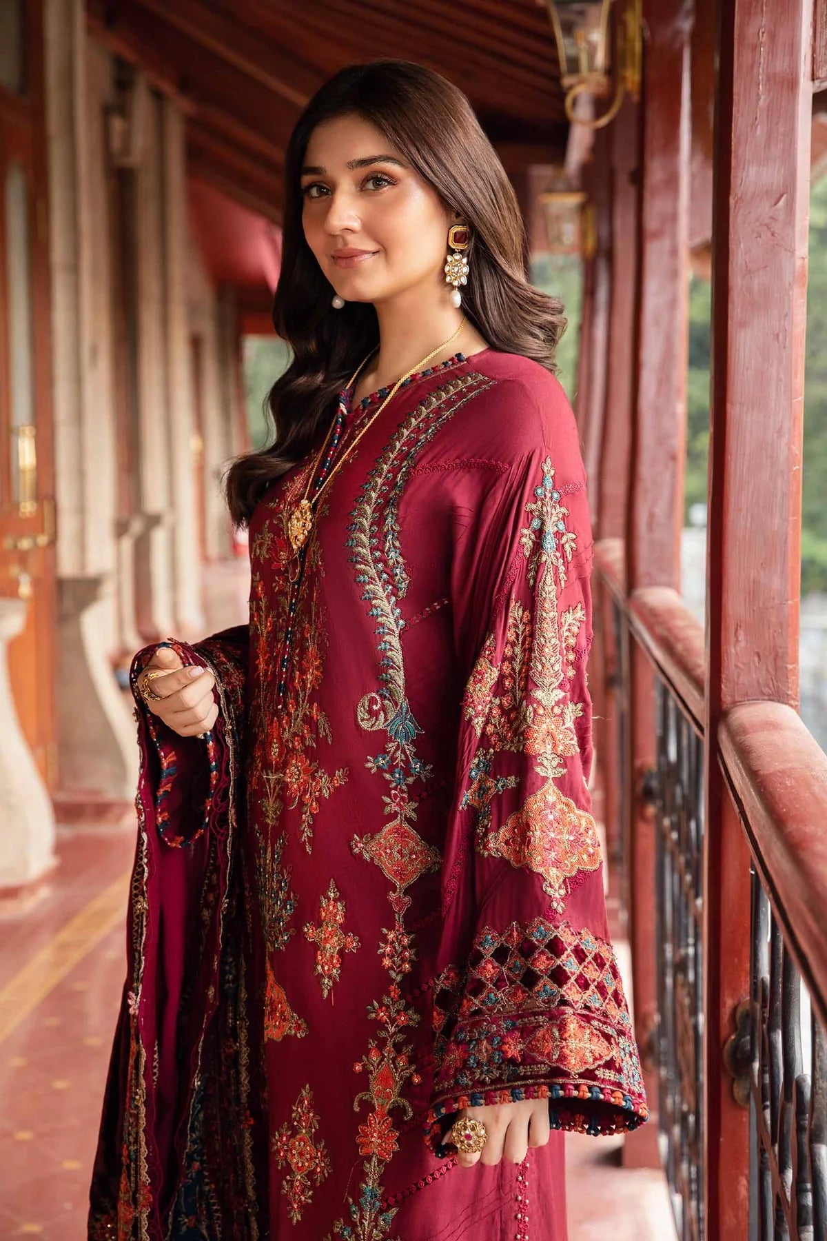 Maria B. Embroidered Suit | DL-1210 | Stitched by Rang | Inspired