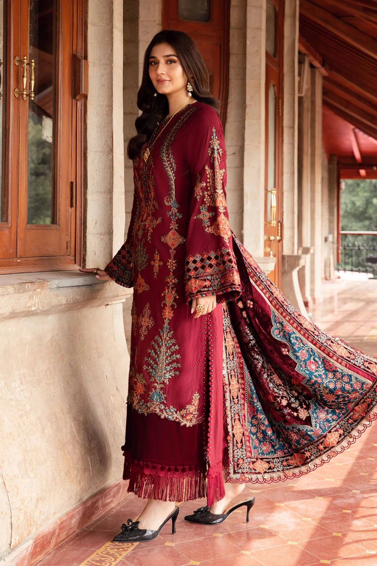 Maria B. Embroidered Suit | DL-1210 | Stitched by Rang | Inspired