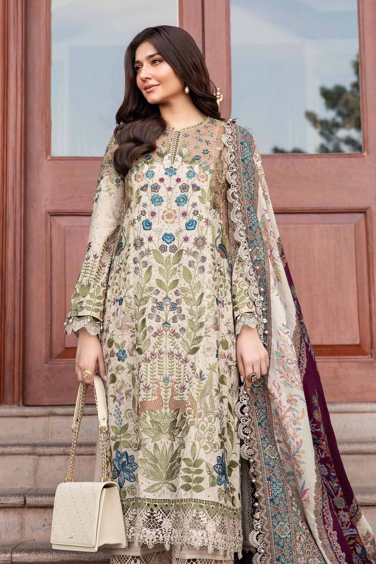 Maria B. Embroidered Suit | DL-1211 | Stitched by Rang | Inspired