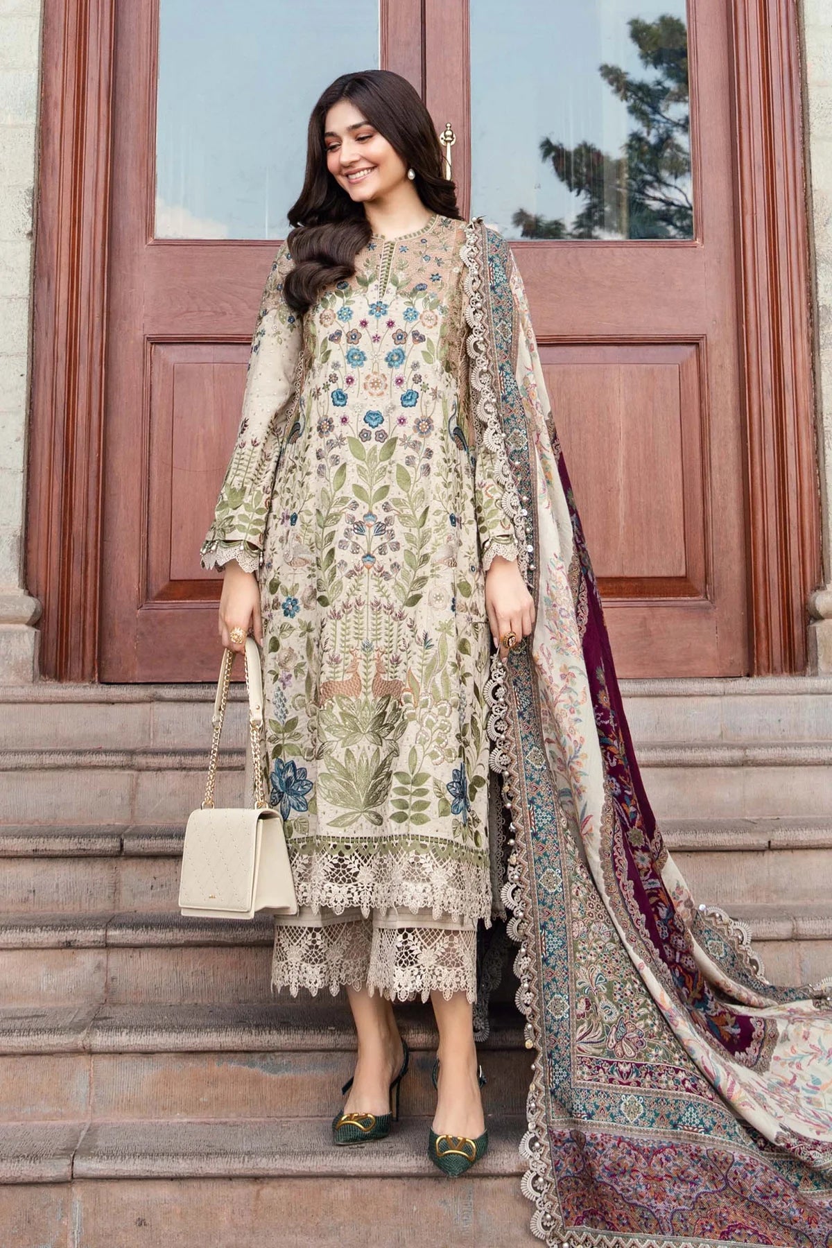 Maria B. Embroidered Suit | DL-1211 | Stitched by Rang | Inspired