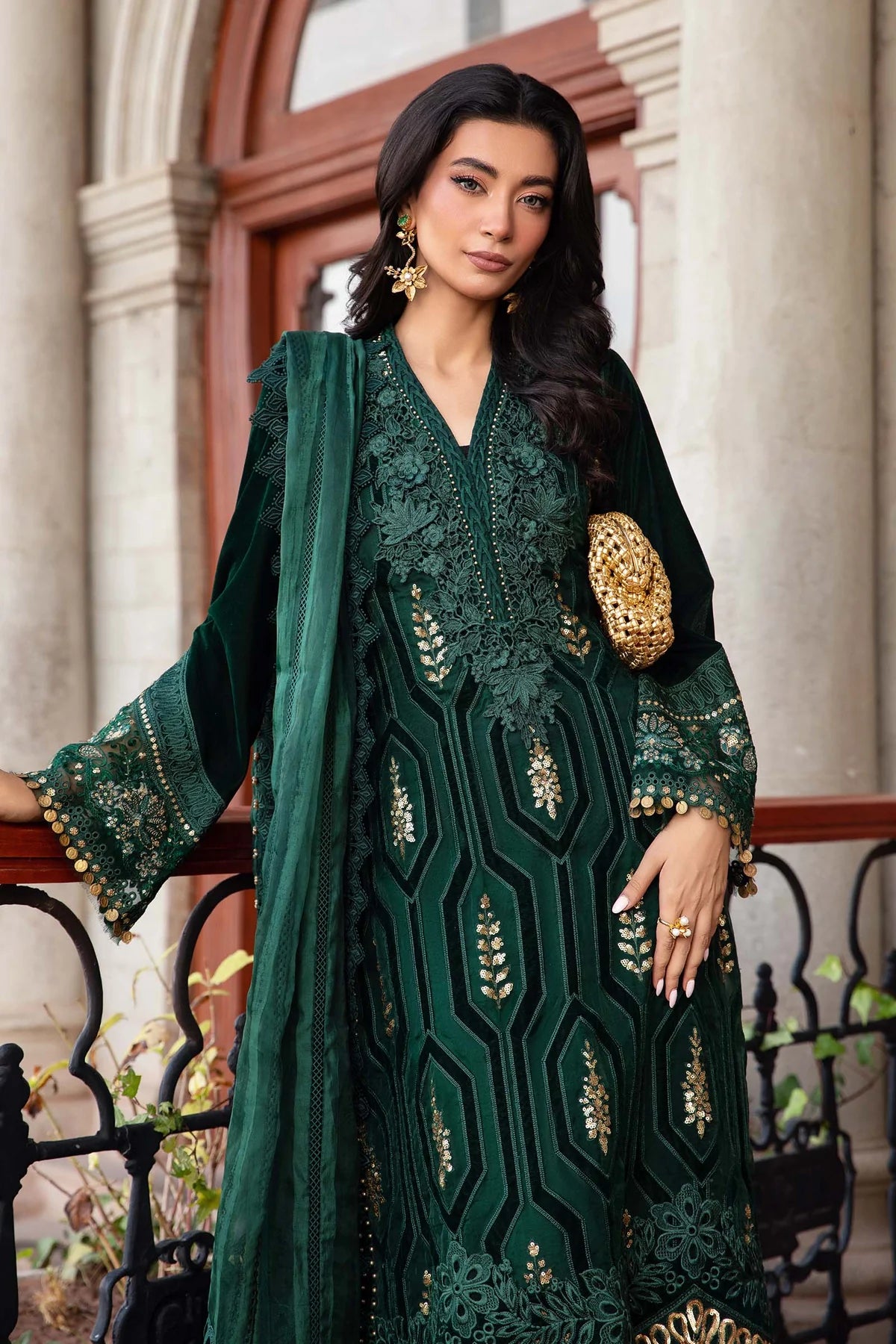 Maria B. Embroidered Suit | DL-1212 | Stitched by Rang | Inspired